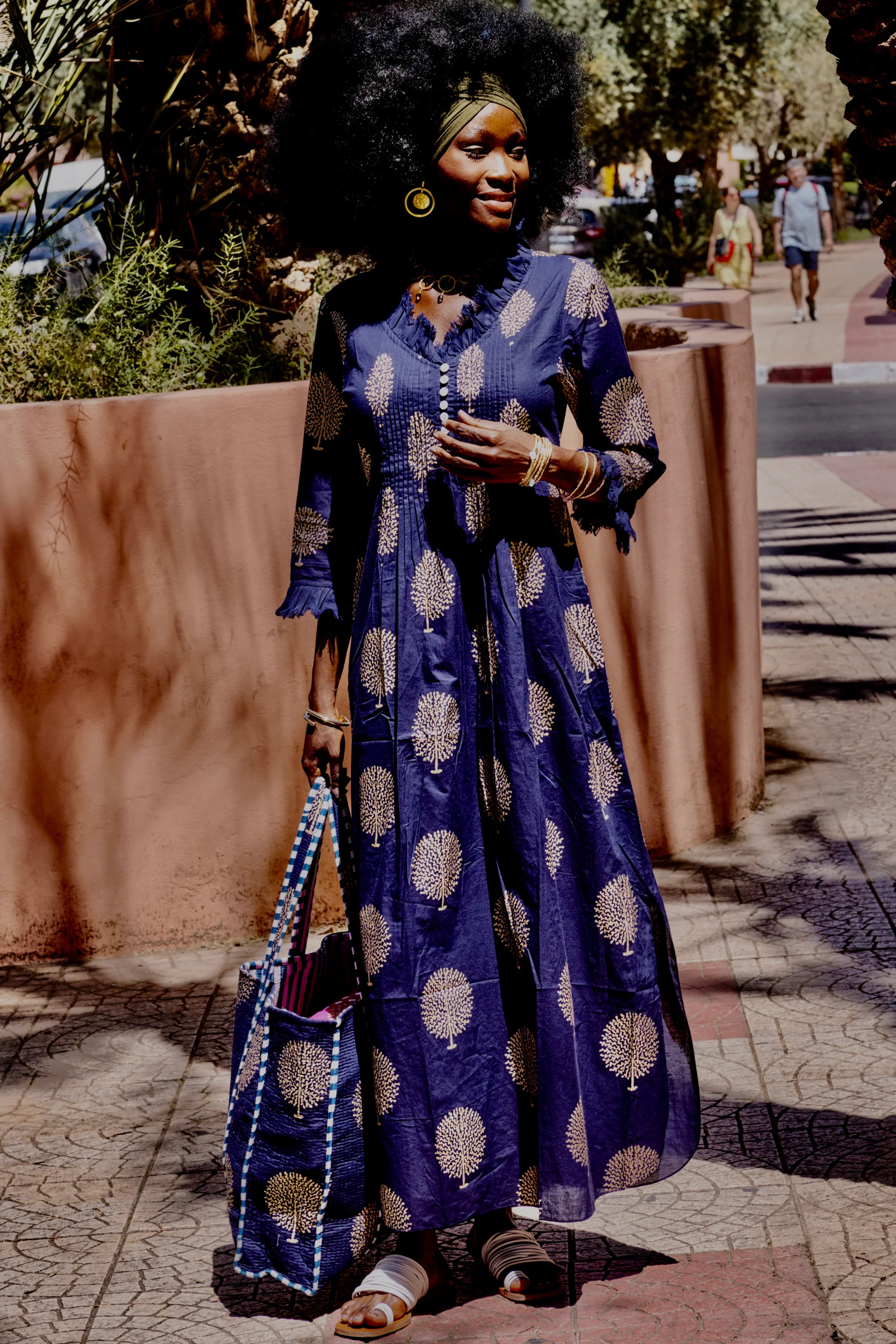 Cotton Annabel Maxi Dress in French Navy - Image 2