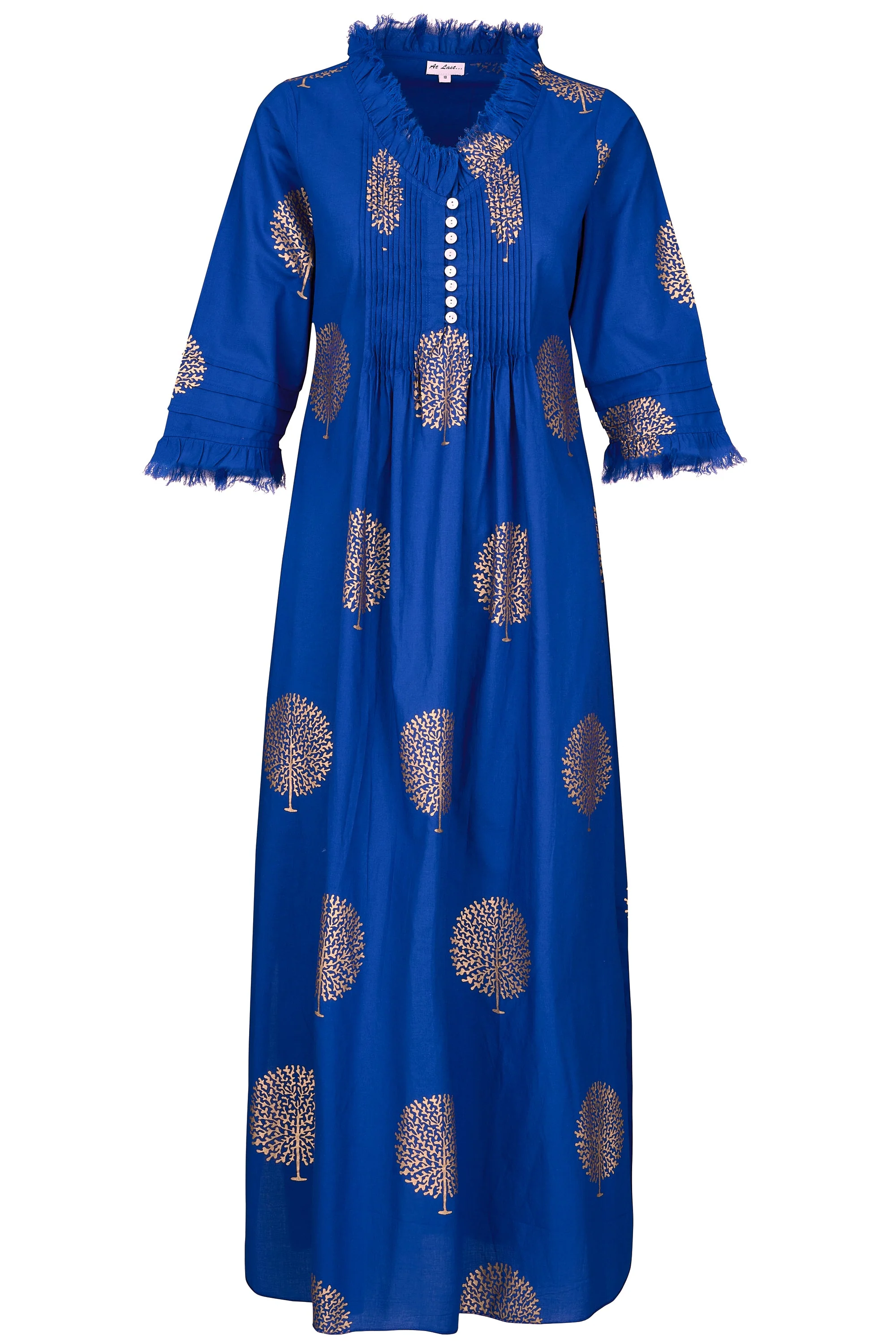 Cotton Annabel Maxi Dress in Marrakesh Blue & Gold - Image 6