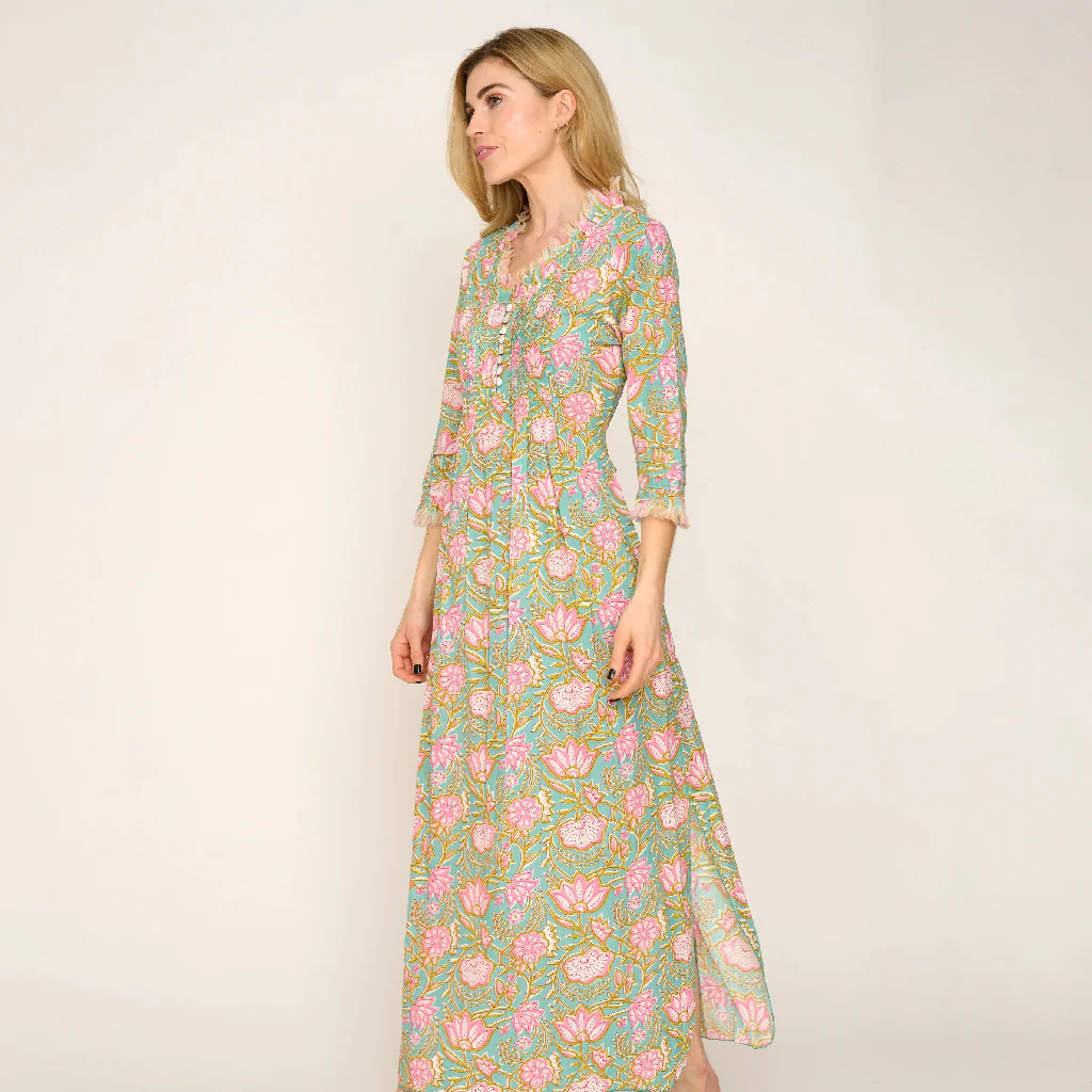 Cotton Annabel Maxi Dress in Mediterranean Floral