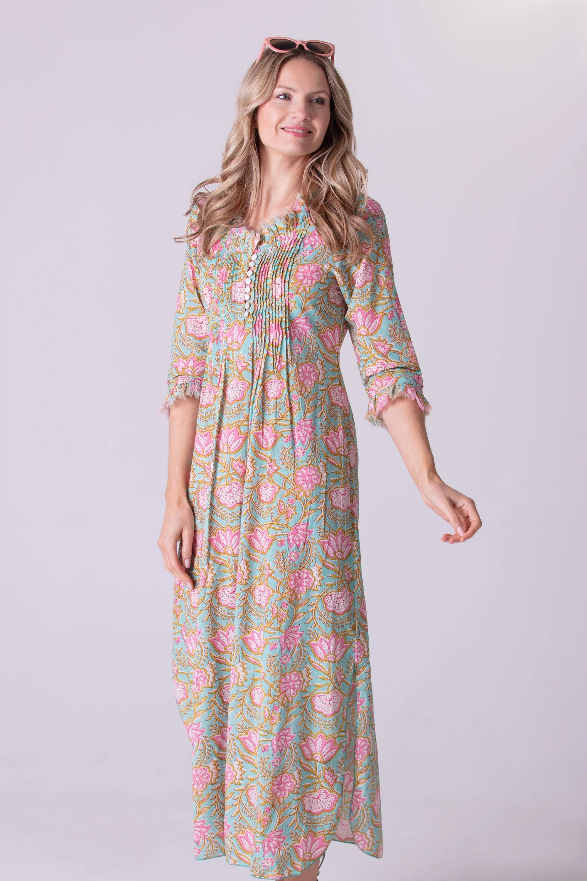 Cotton Annabel Maxi Dress in Mediterranean Floral - Image 2