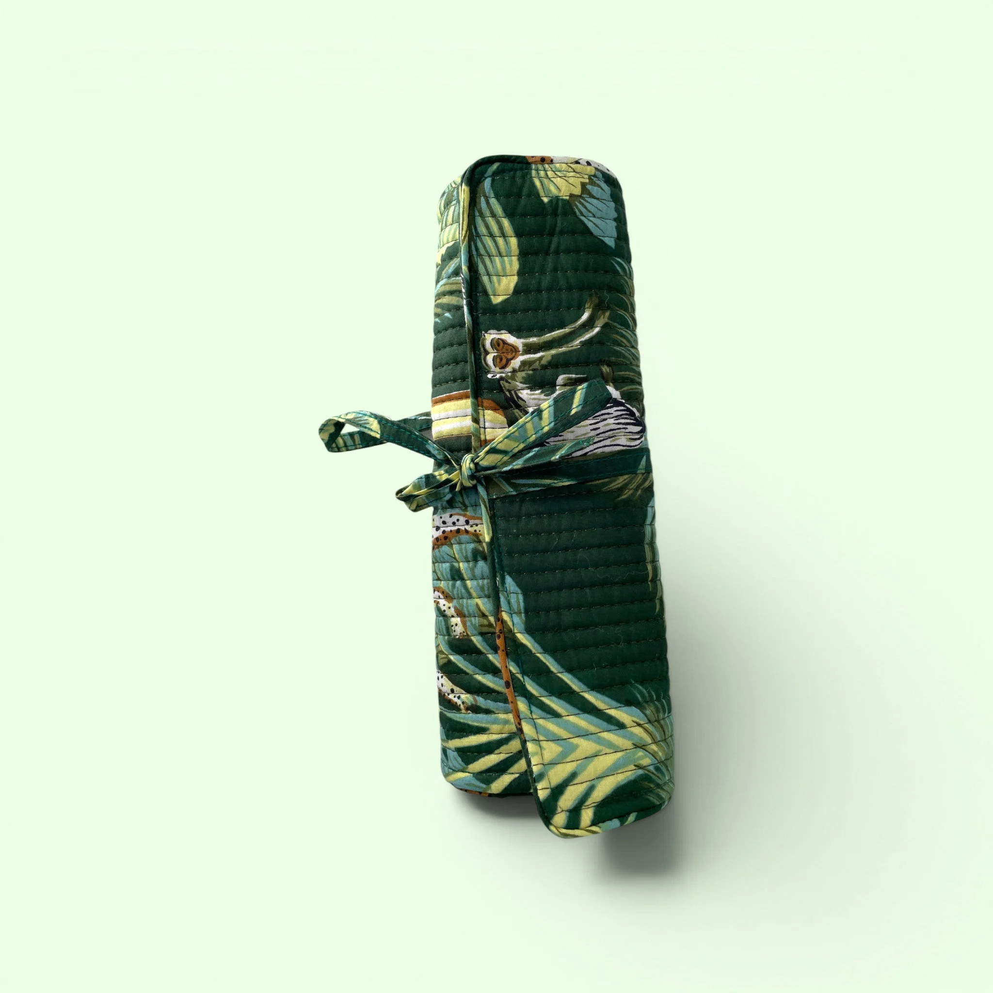 Cotton Jewellery Roll - Wild Animal Print in Green - Image 2