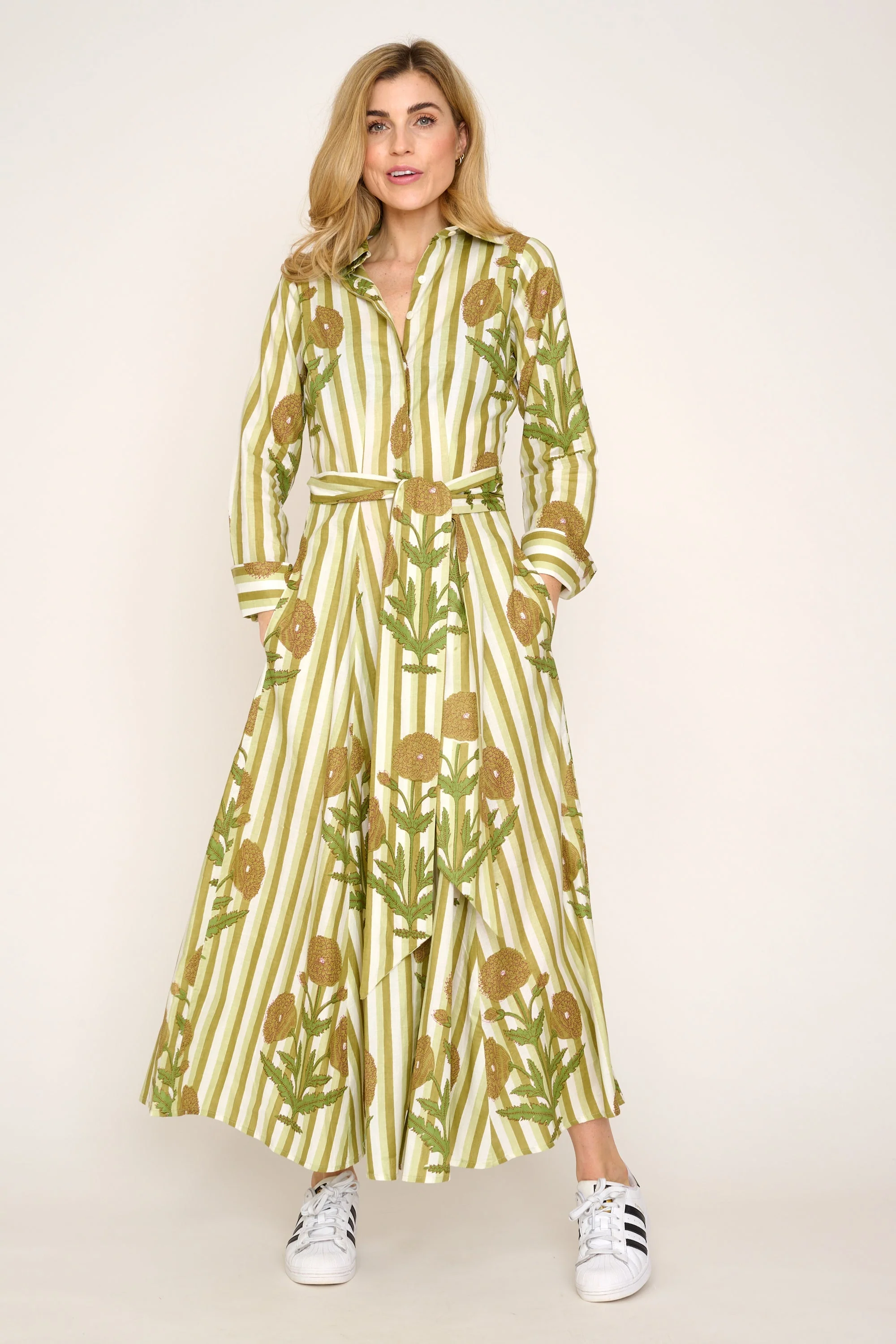 Cotton Marigold Dress in Khaki - Image 5