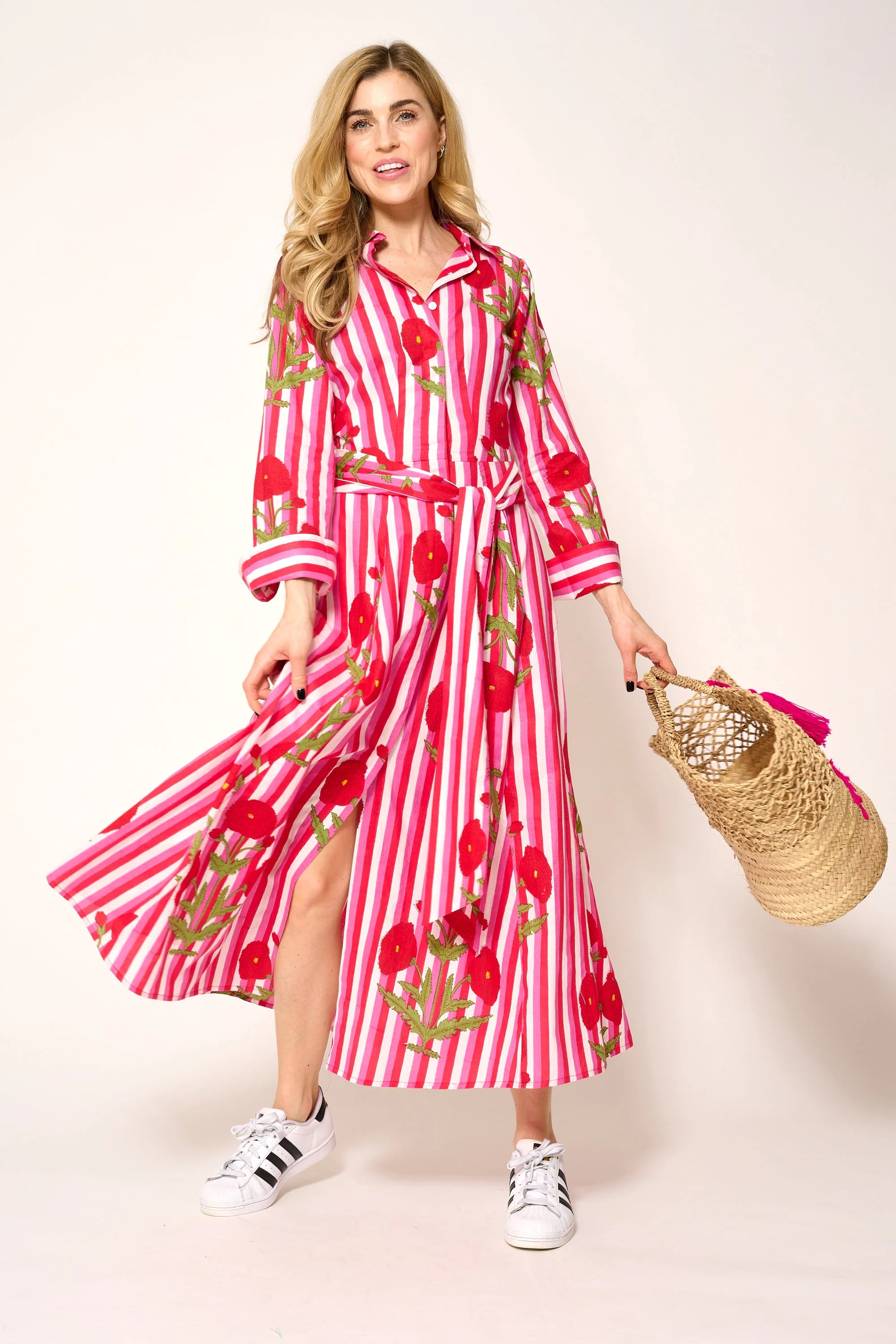 Cotton Marigold Dress in Pink & Red - Image 6