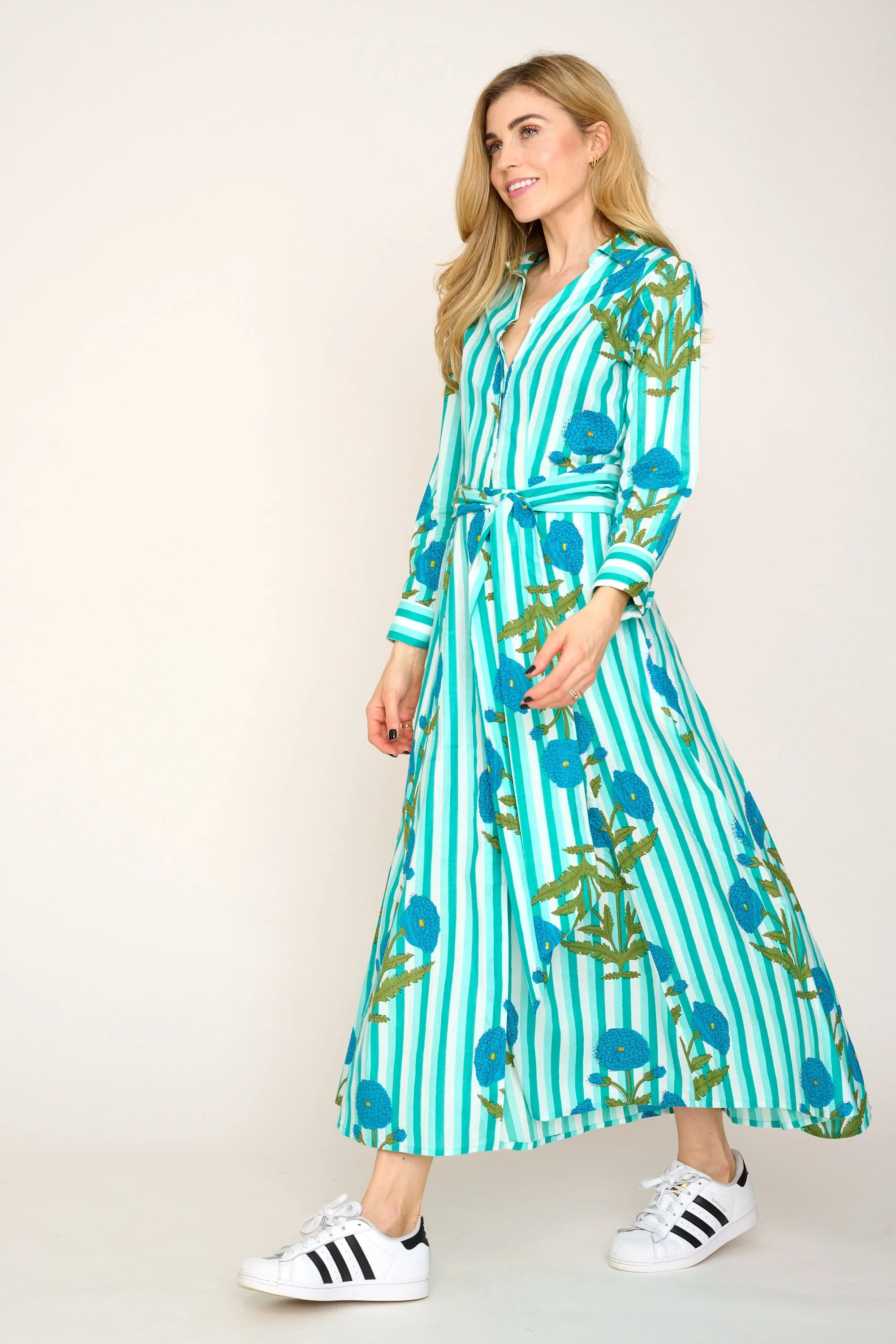 Cotton Marigold Dress in Turquoise - Image 6