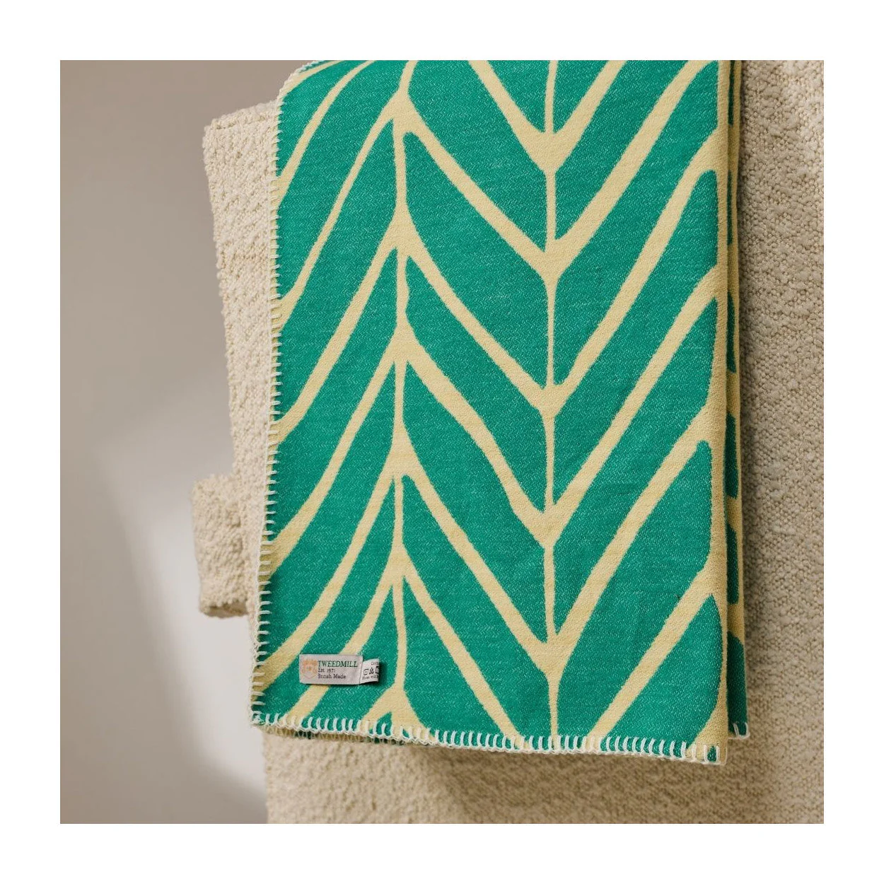 Cotton Nordic Jade & Cream Throw