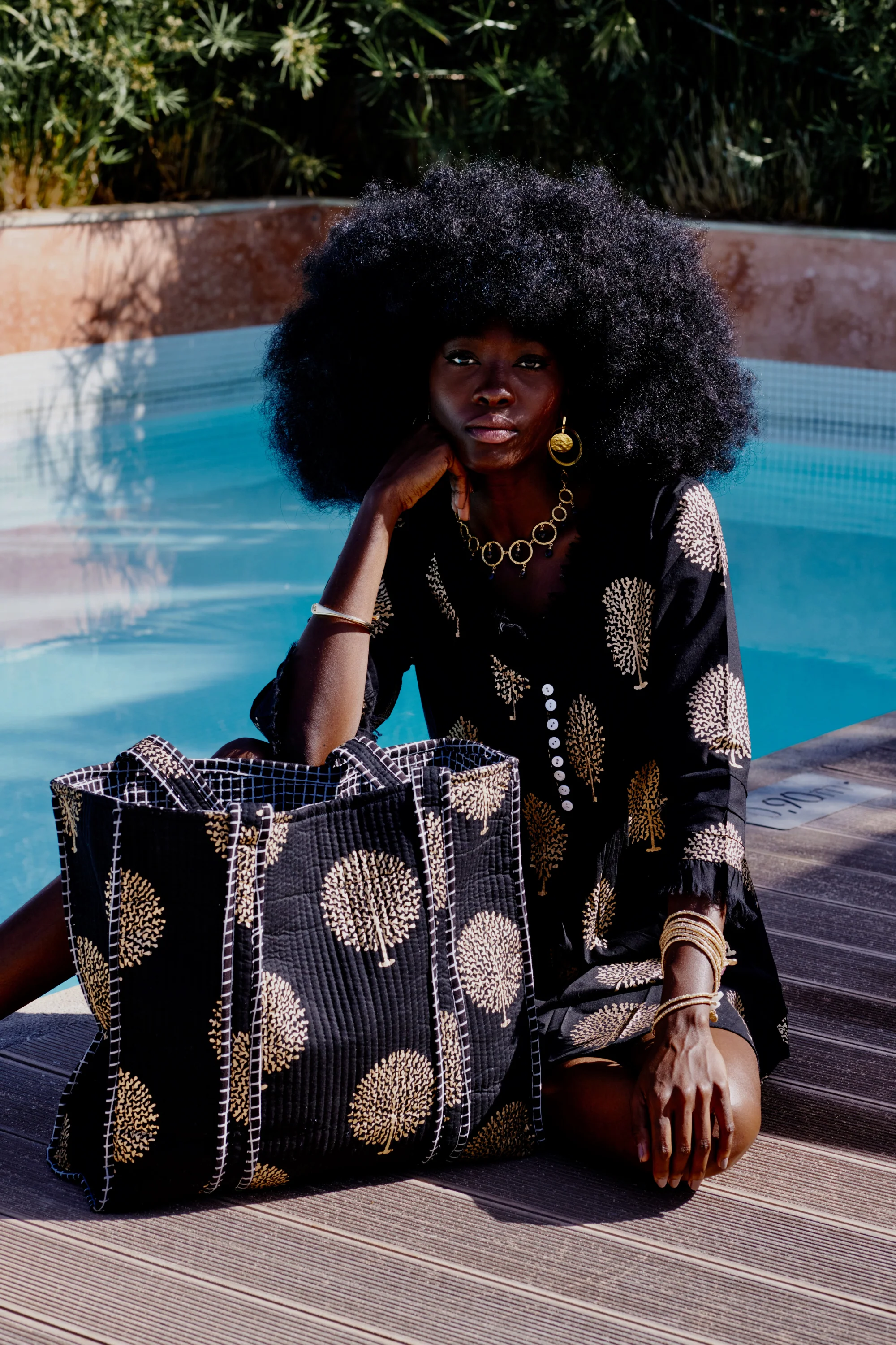 Large Cotton Tote Bag In Midnight