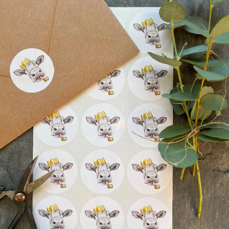 30 Festive Cow Christmas Stickers - (15 per sheet) - Image 2