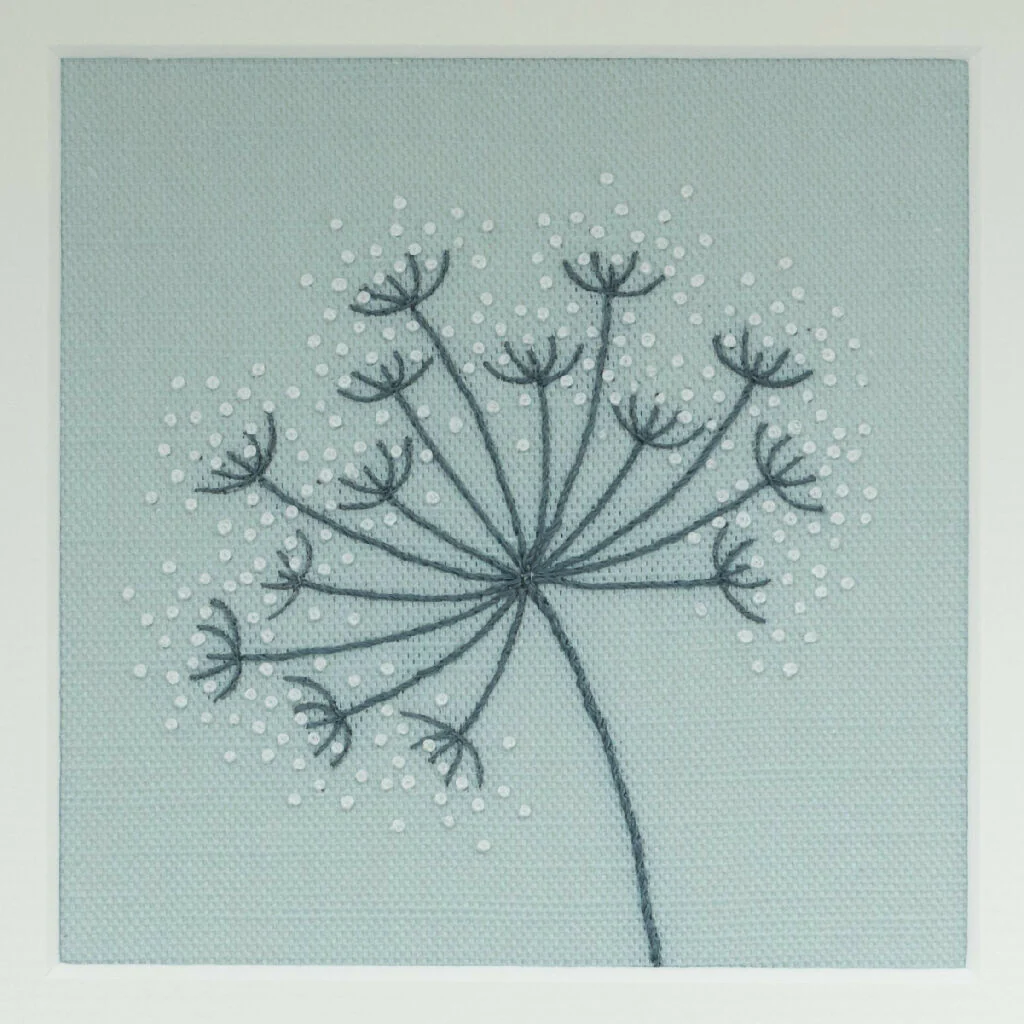 Cow Parsley Duck Egg Blue Hand Embroidery Kit - Image 4
