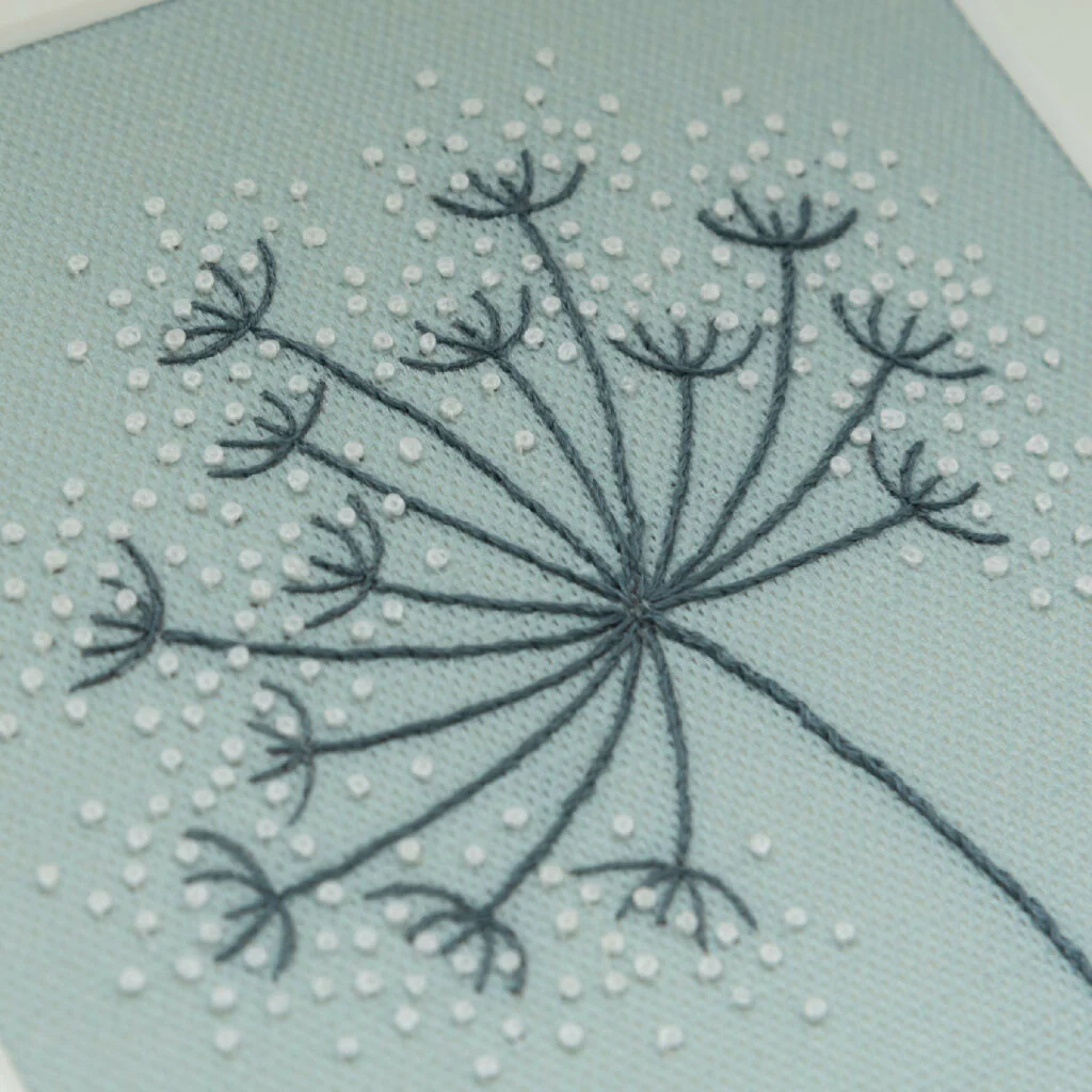 Cow Parsley Duck Egg Blue Hand Embroidery Kit - Image 5