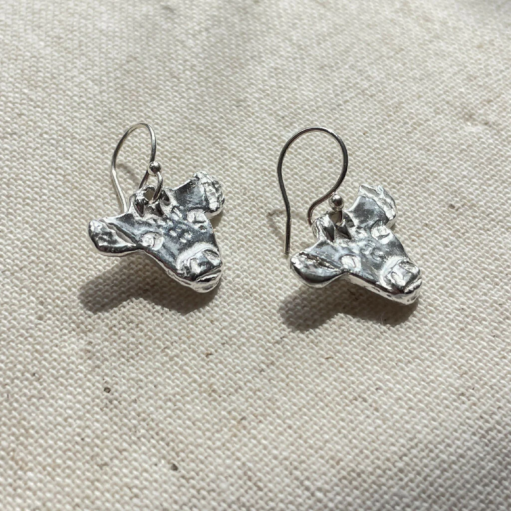 Cow Sterling Silver Earrings - Image 2