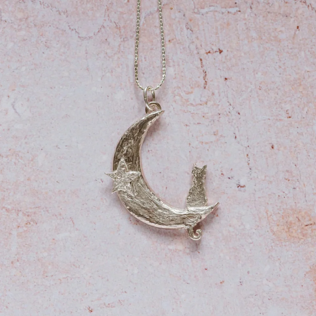 Crescent Moon & Cat Pendant - Image 3