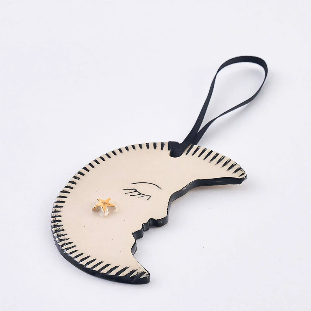Crescent Moon Hanging Ceramic Decoration - Image 2