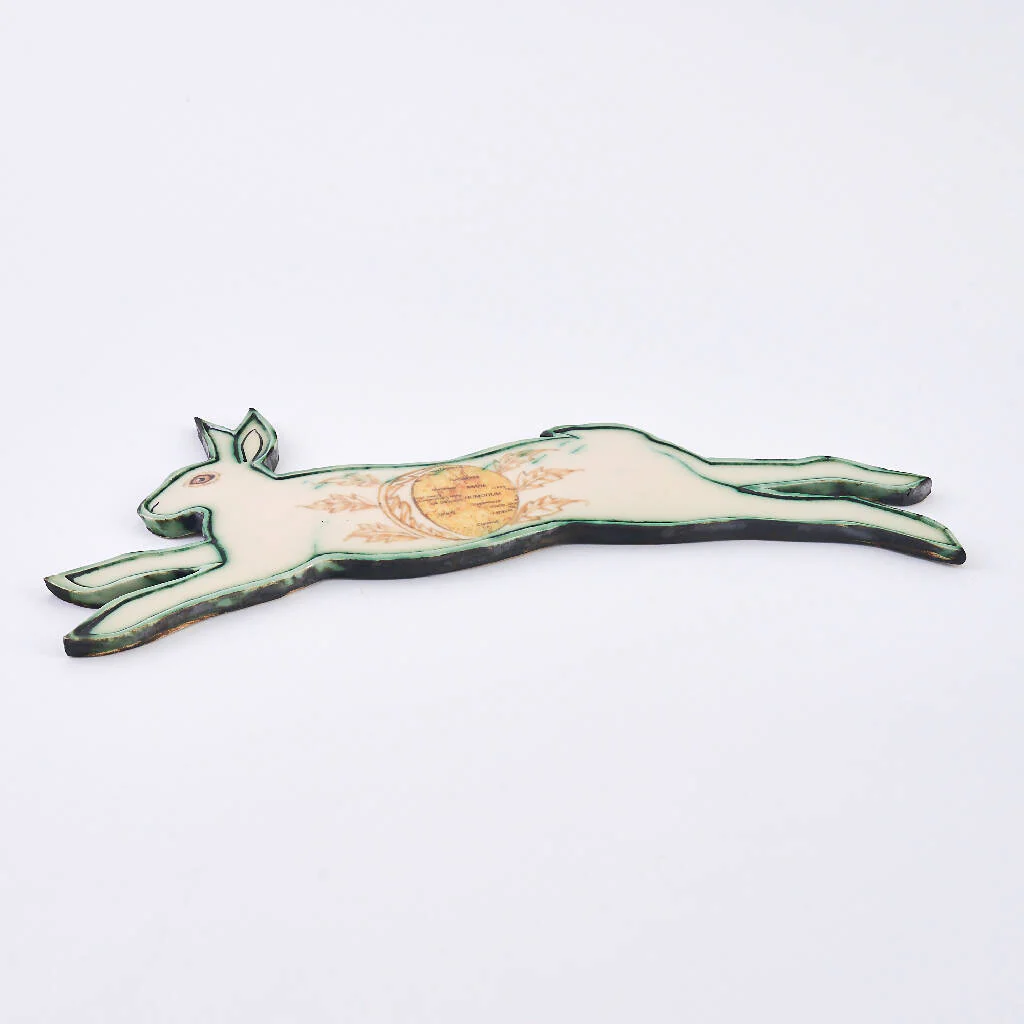 Crescent Moon Phase Hare Hanging Ceramic Decoration - Image 2