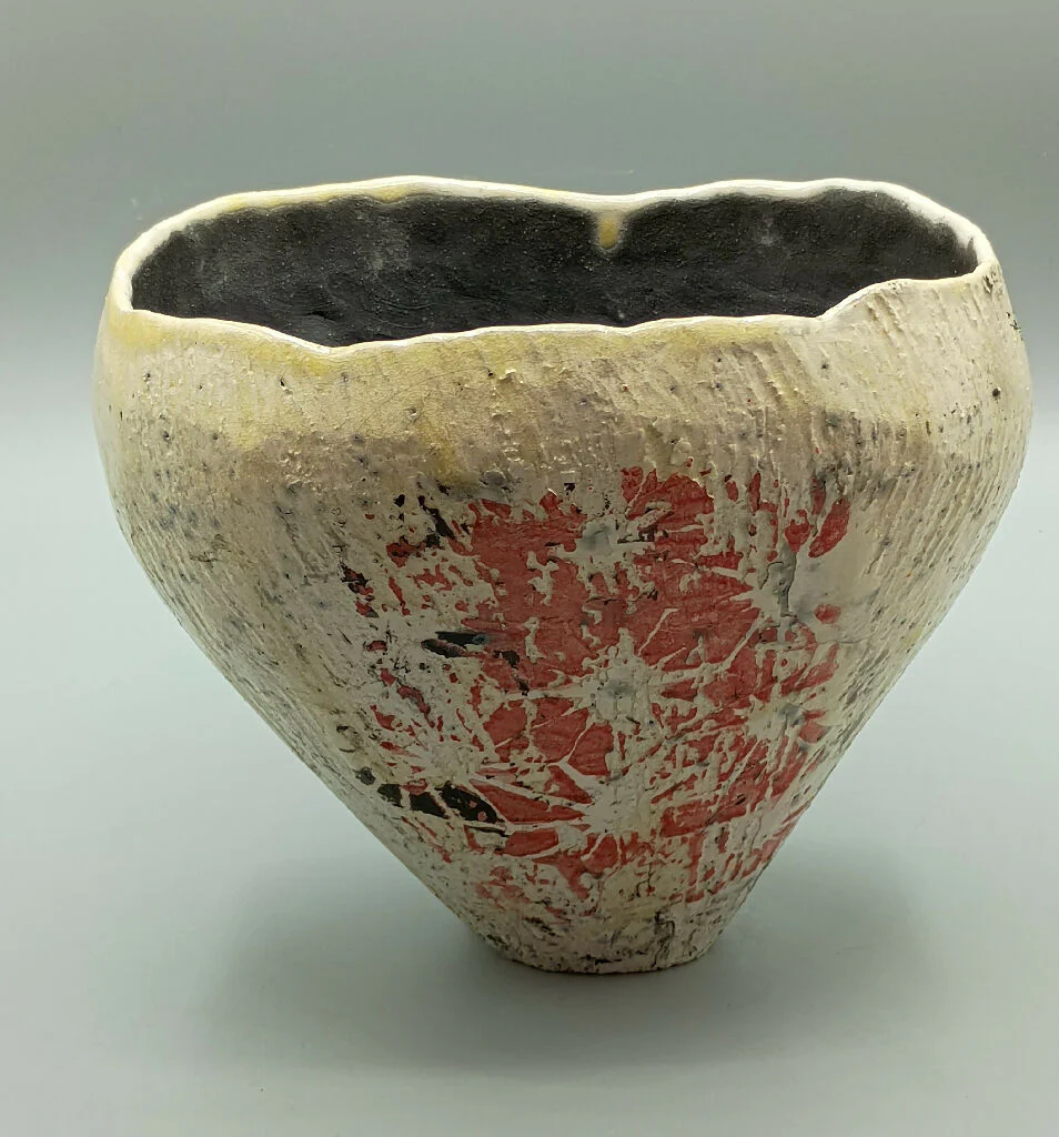 Crimson Echo Raku Vessel - Handmade Raku Pottery - Image 2