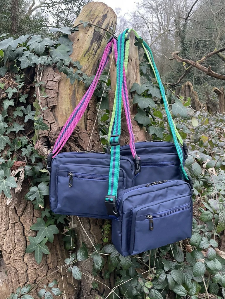 Crossbody Dog Walking Bag in Navy with 3 strap options - Image 3