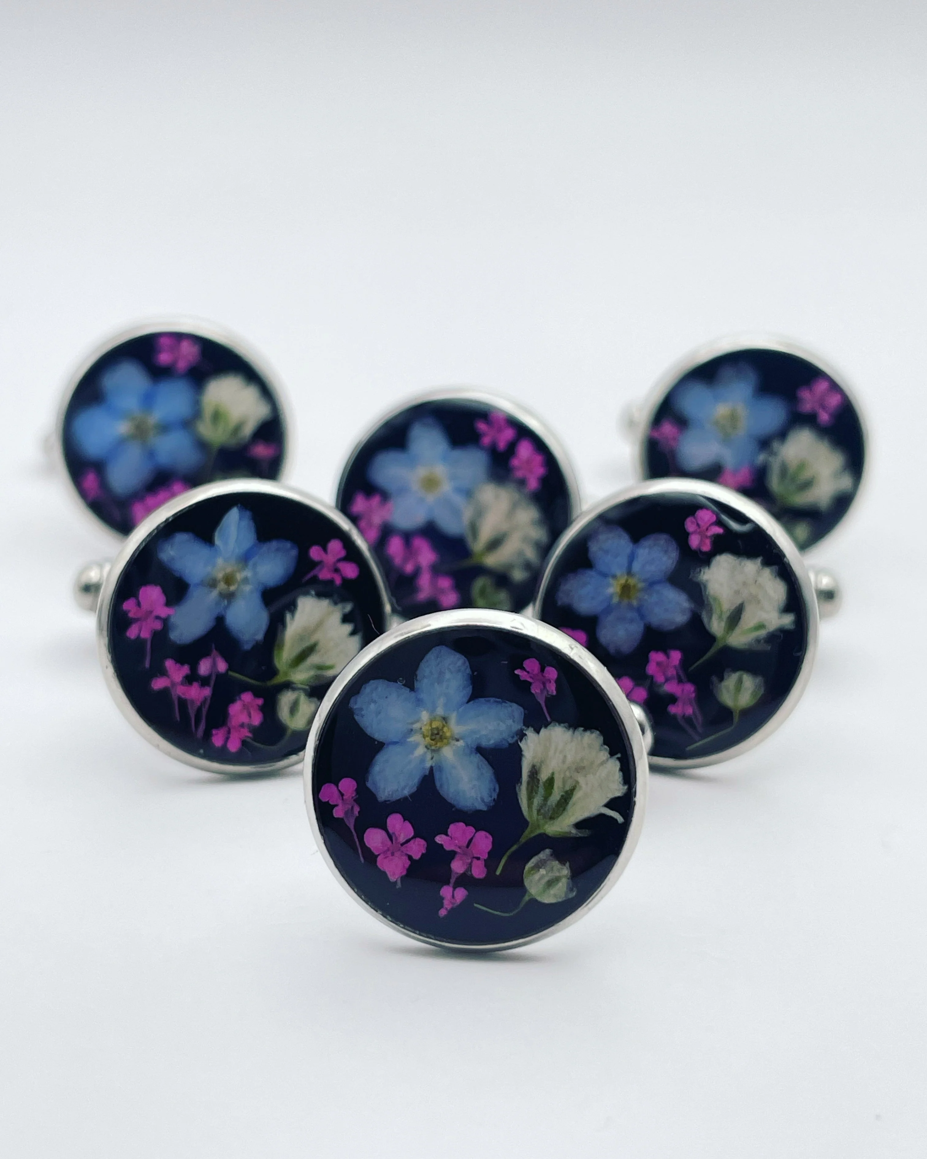 Cufflinks with forget-me-not and gypsophila flowers in 16mm - Image 6