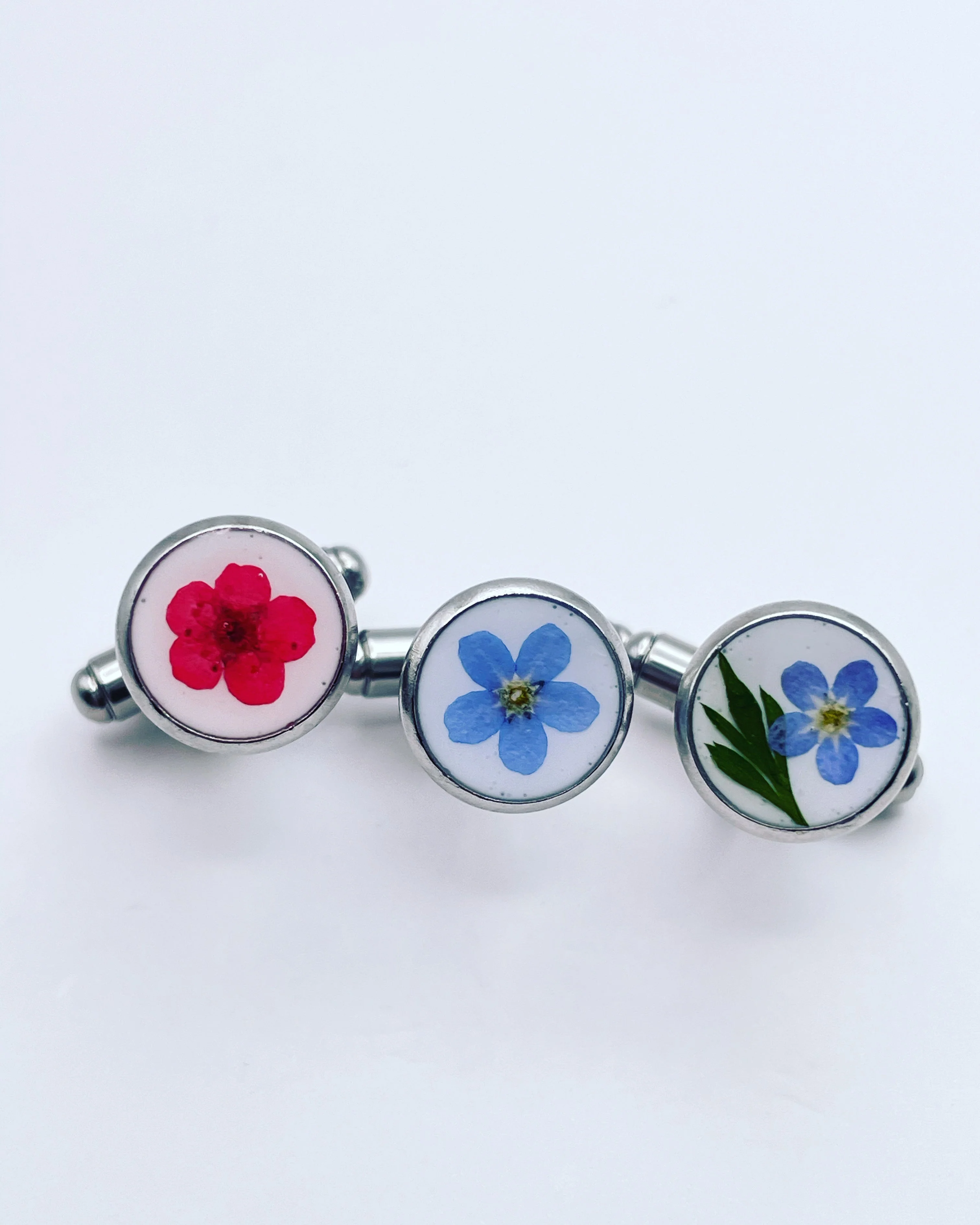 Cufflinks with forget-me-not flowers in 10mm - Image 2