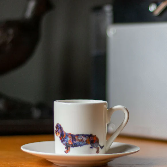 Dachshund Espresso Fine China Cup and Saucer