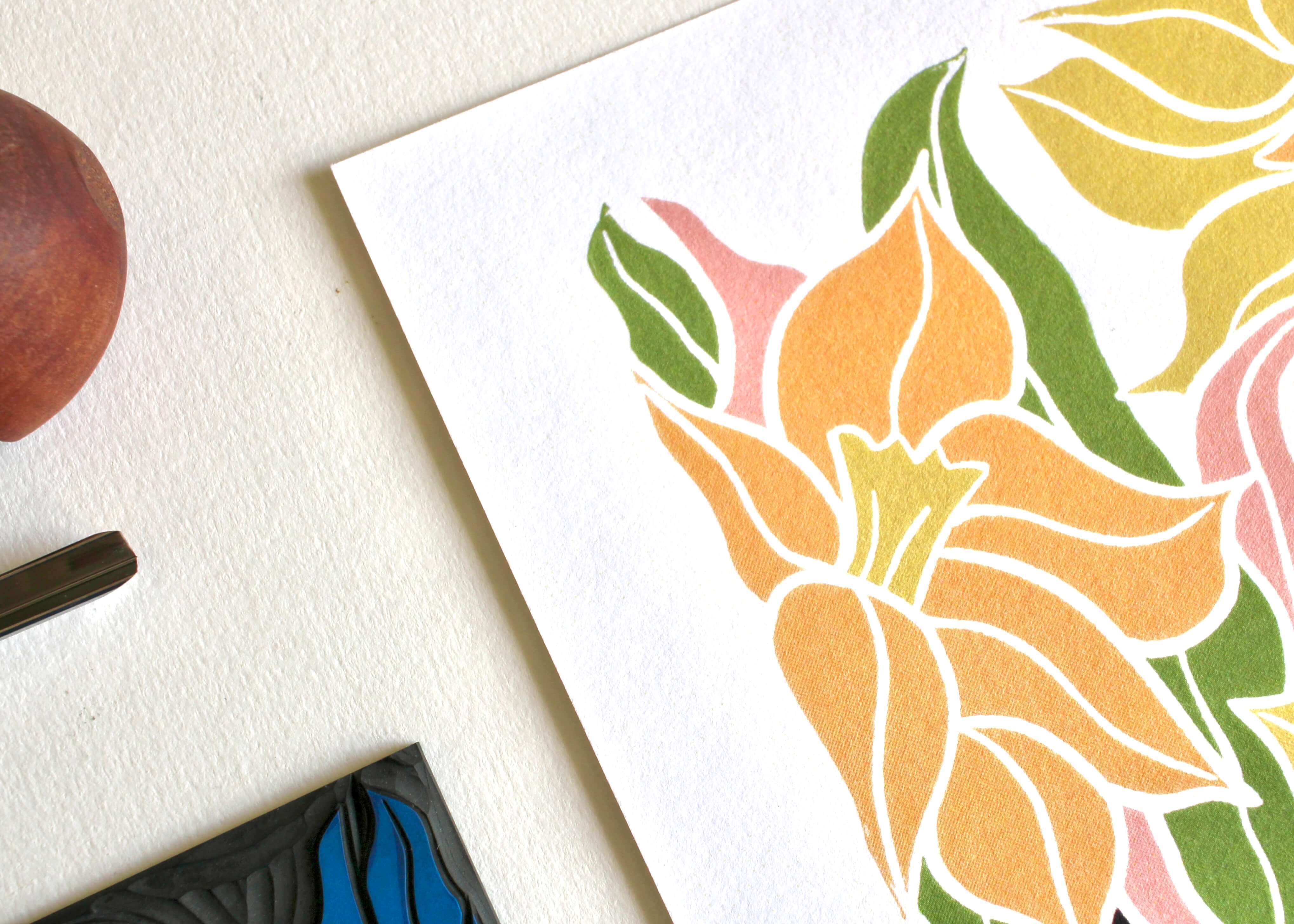 Daffodils Linocut Art Print | A5 or A4 on Cotton Paper - Image 5