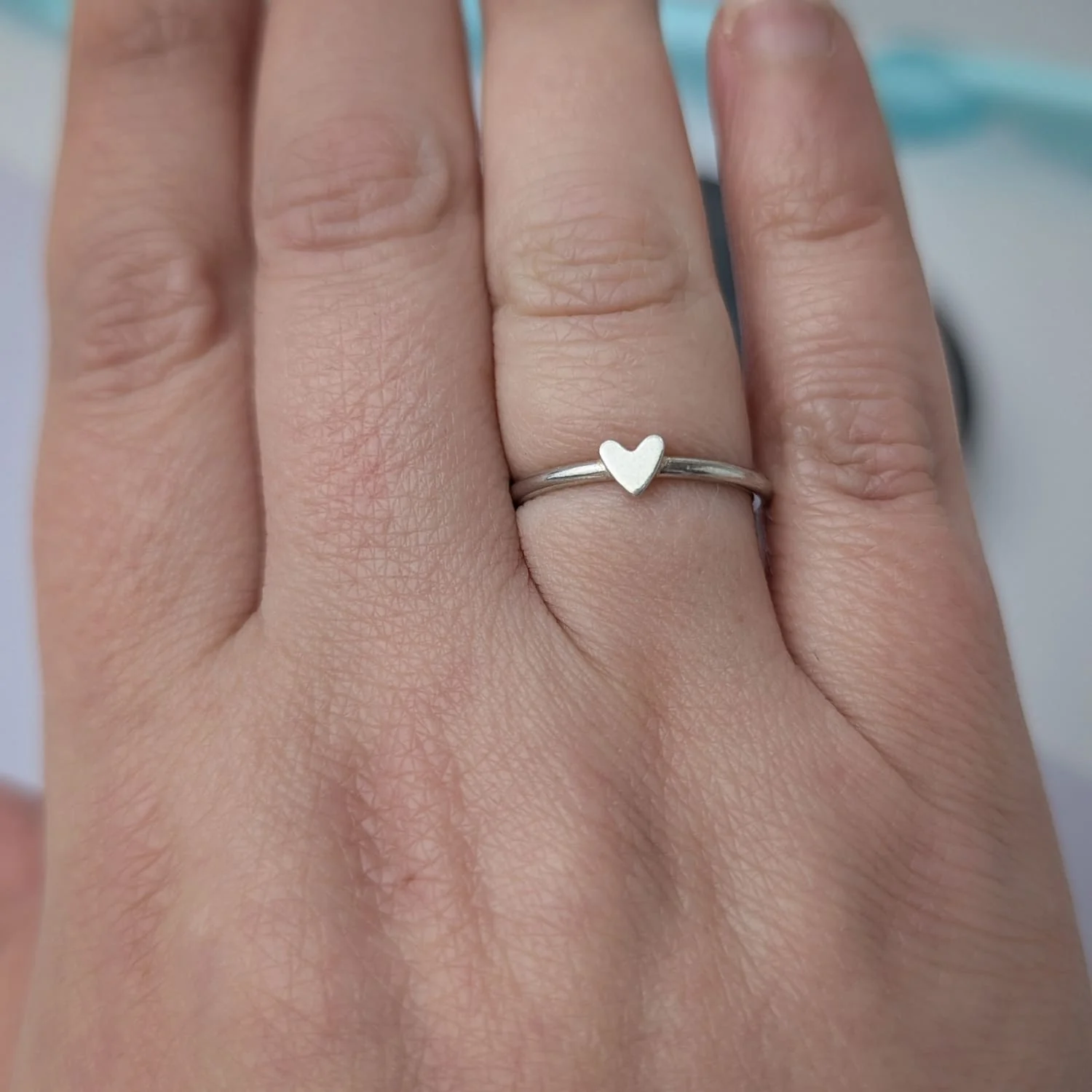 Dainty Sterling Silver Heart Ring – 5mm Recycled Stacking Band - Image 2