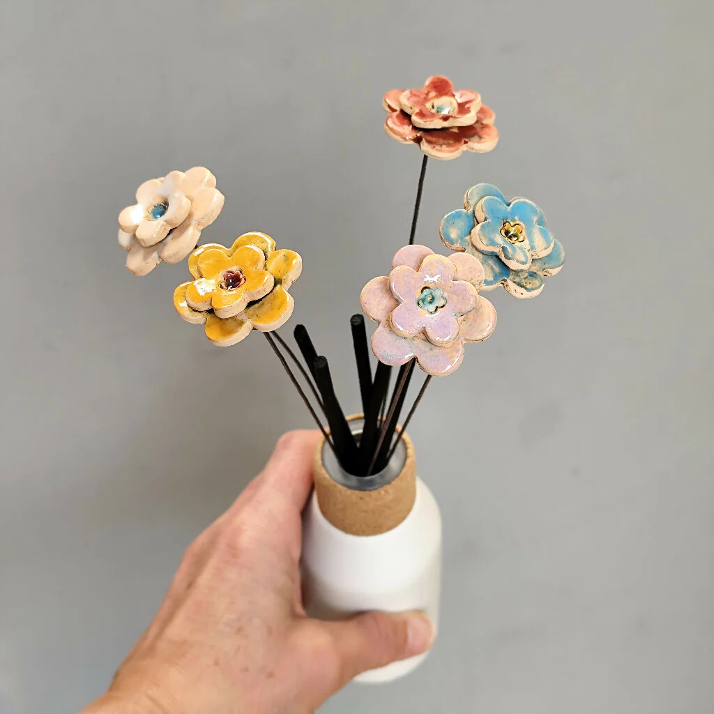 Daisy Ceramic Flower Stems - Handmade Bouquet - Image 3