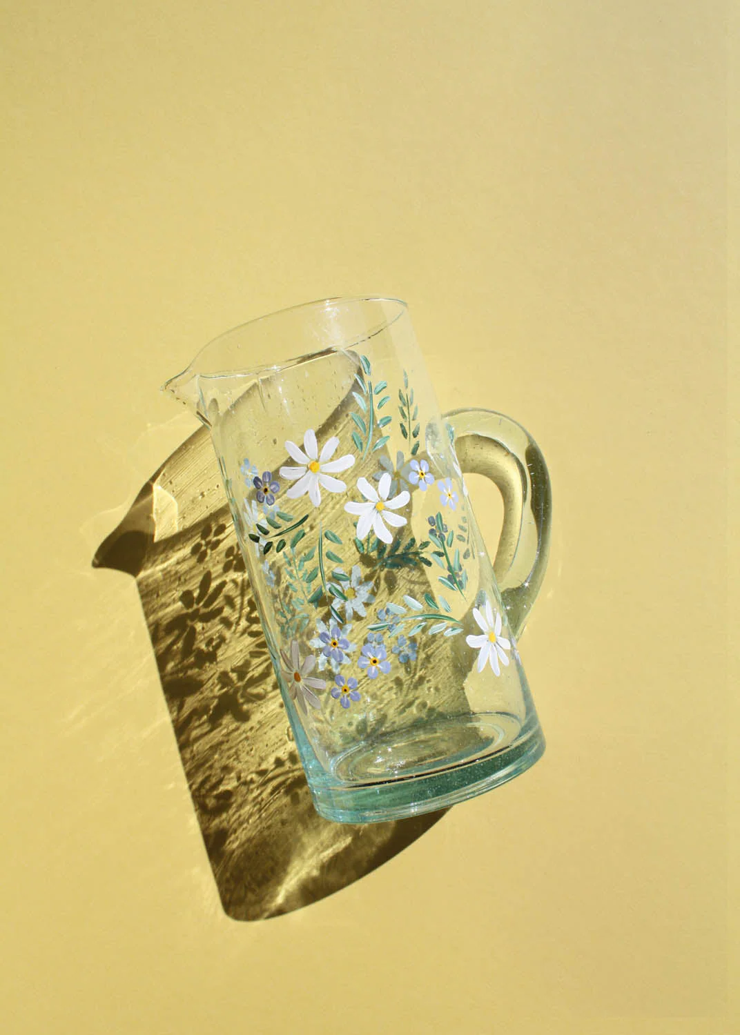 Daisy & forget me nots recycled glass jug - Image 7