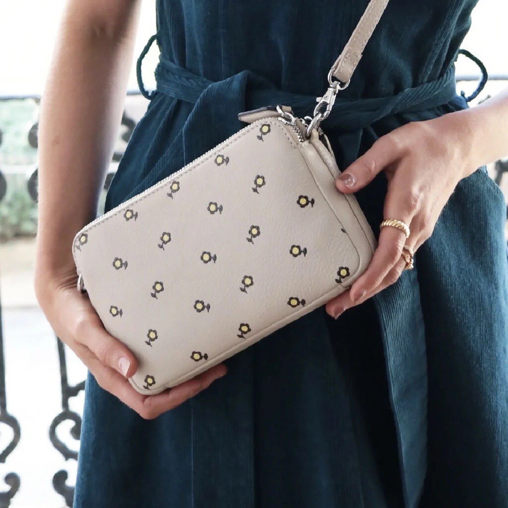 Mabel Sheppard Daisy Print Double Zip Multi Way Leather Bag - Image 2
