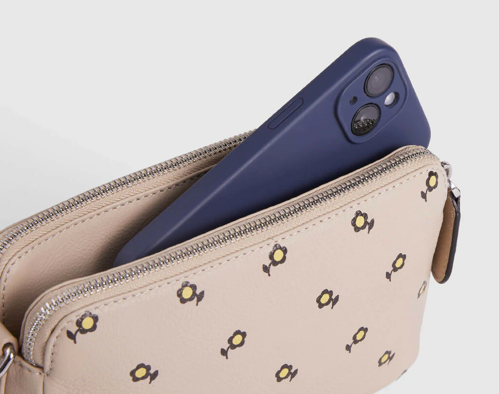 Mabel Sheppard Daisy Print Double Zip Multi Way Leather Bag - Image 3