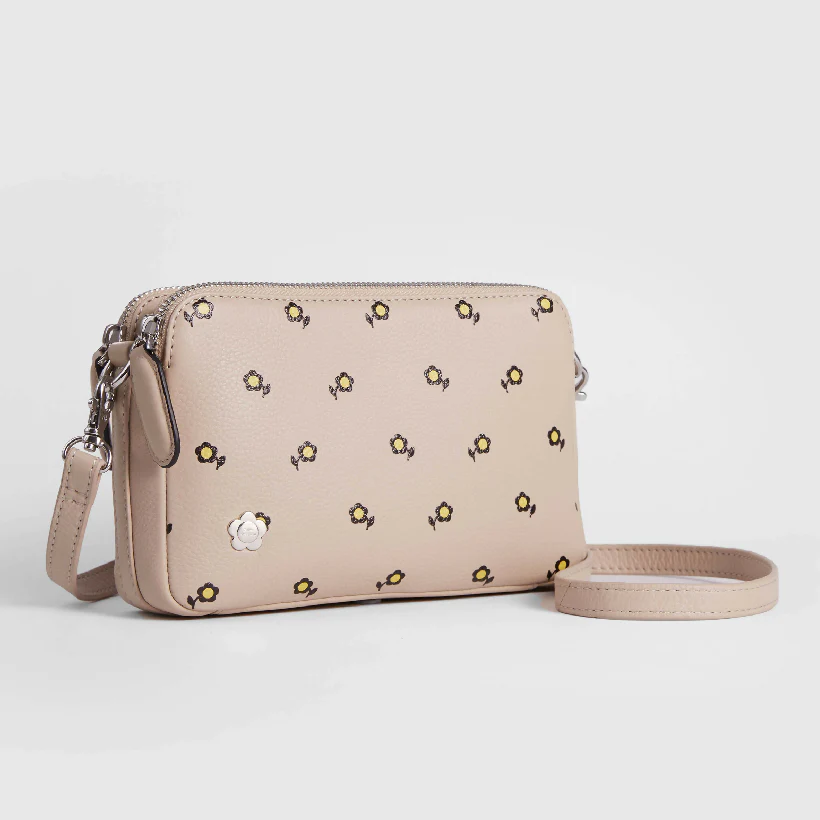 Mabel Sheppard Daisy Print Double Zip Multi Way Leather Bag - Image 5