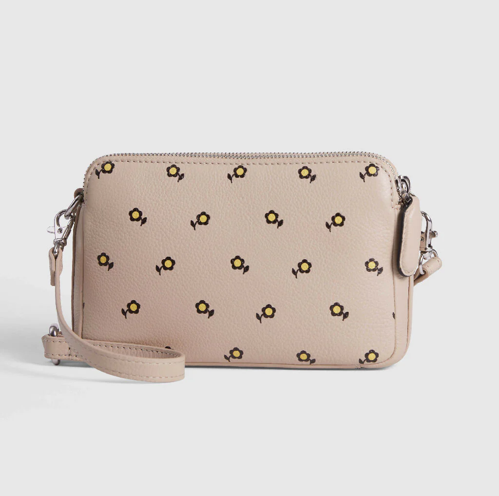 Mabel Sheppard Daisy Print Double Zip Multi Way Leather Bag - Image 6