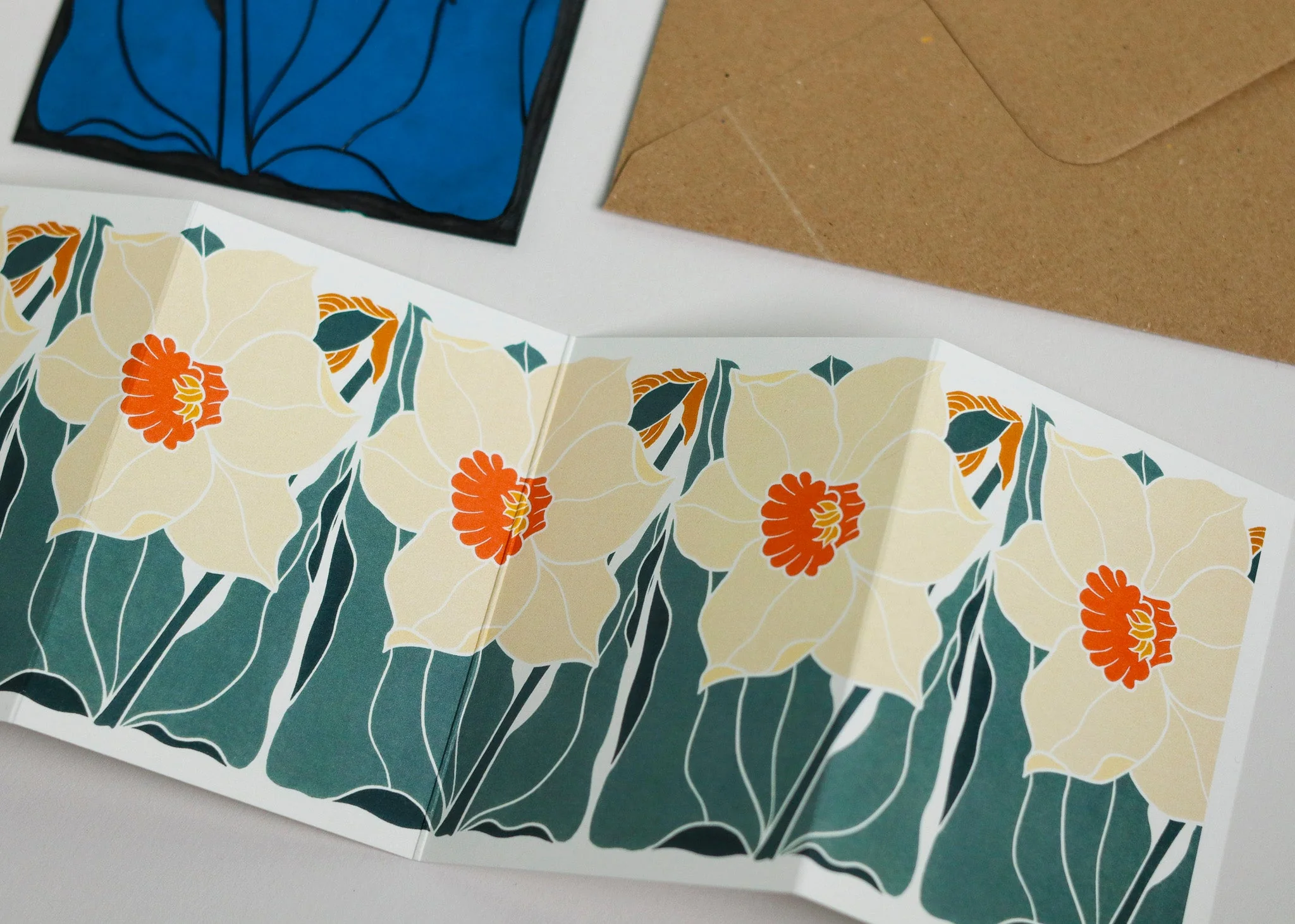 Dancing Bright Daffodil Garland Card | Single Card & Envelope - Image 5