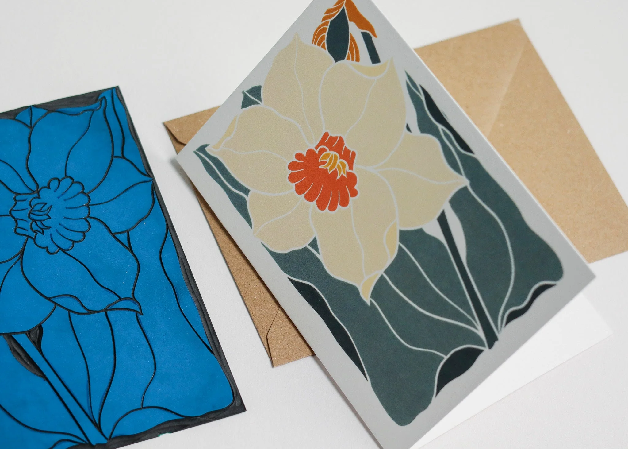 Dancing Bright Daffodil Luxury Cotton Card | Single Card & Envelope - Image 4