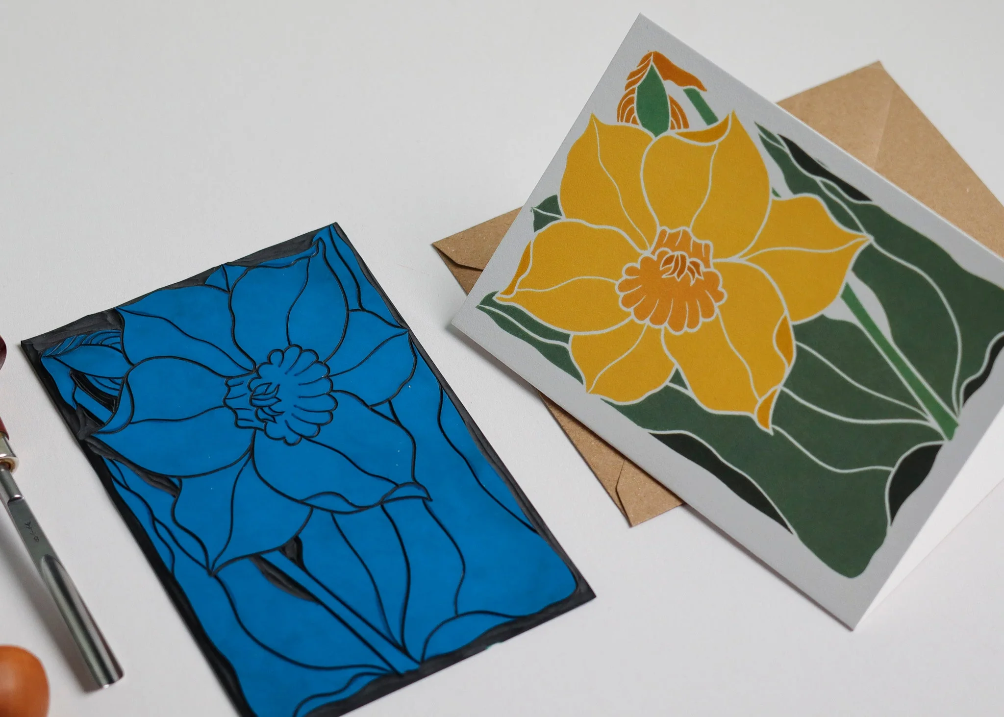 Dancing Daffodil Luxury Cotton Card | Single Card & Envelope - Image 6