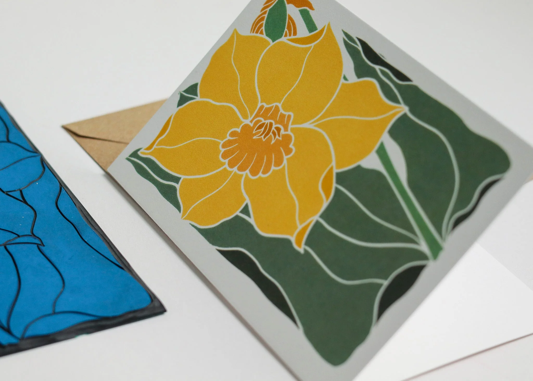 Dancing Daffodil Luxury Cotton Card | Single Card & Envelope - Image 7