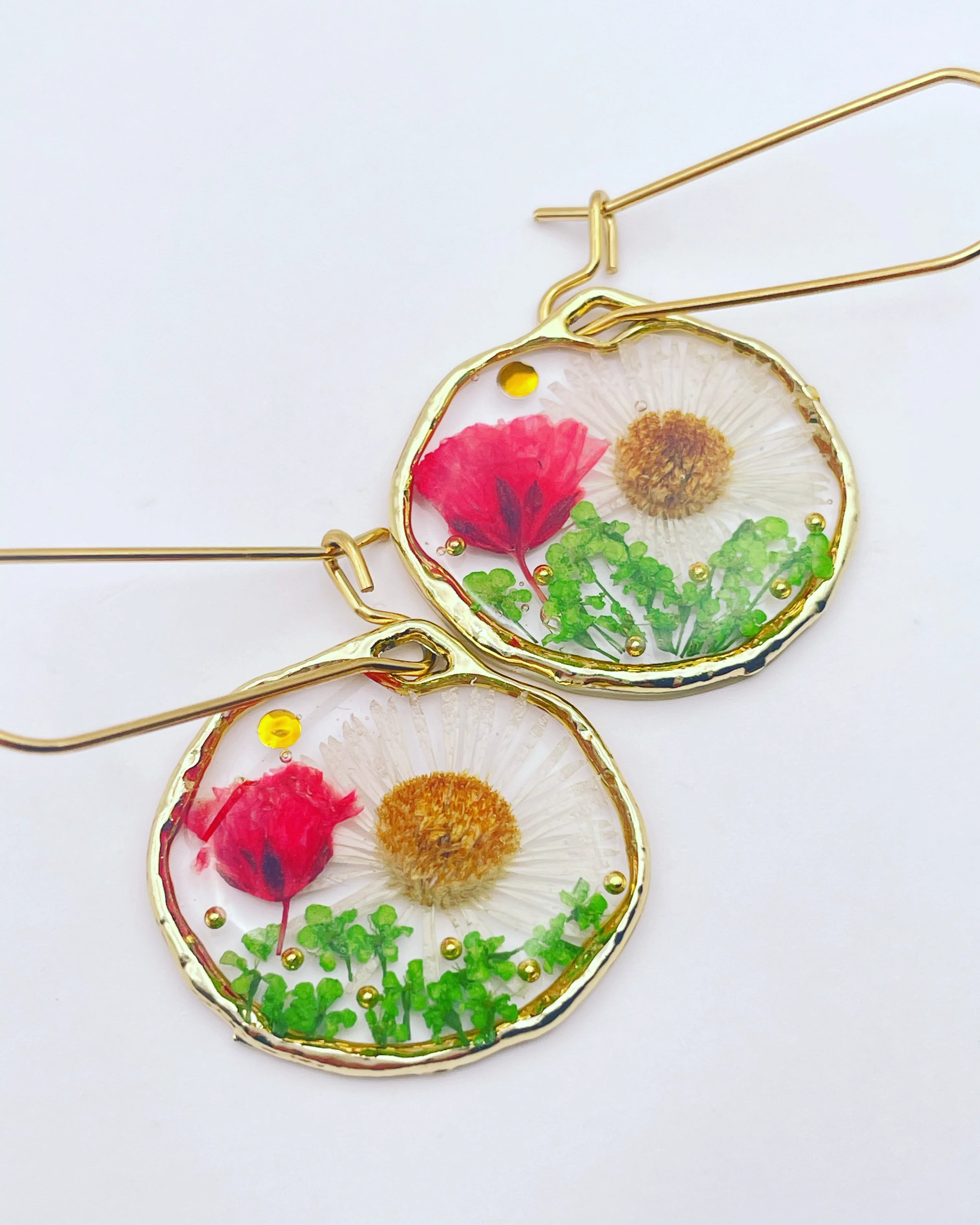 Dangle earrings with poppy and daisy flowers - Image 6