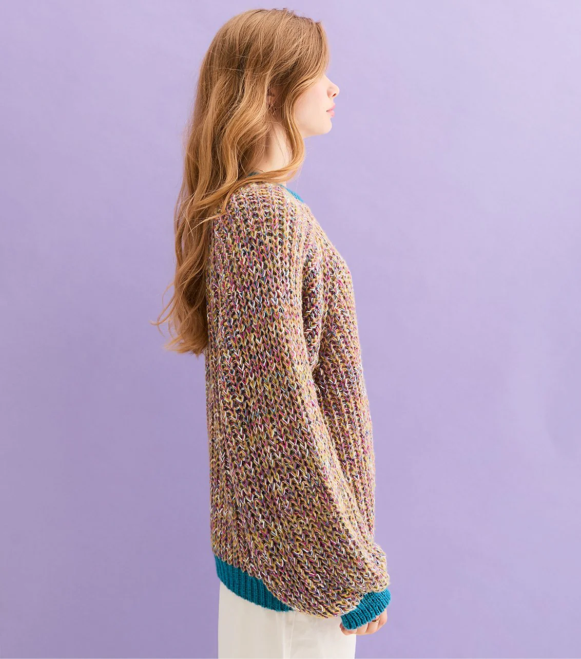 Debbie Recycled Cotton Blend Oversized Balloon Sleeve Jumper - Teal - Image 4