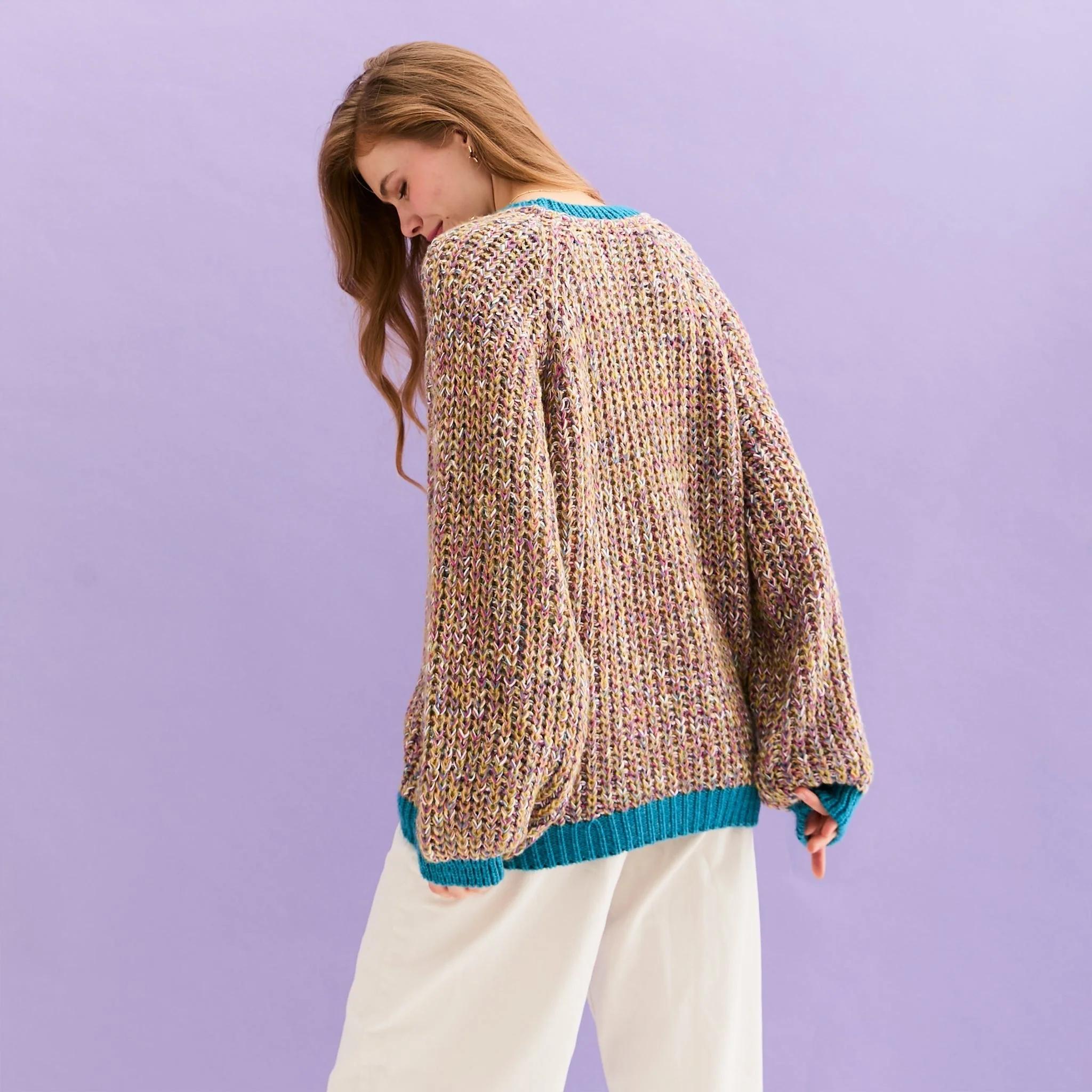 Debbie Recycled Cotton Blend Oversized Balloon Sleeve Jumper - Teal - Image 5