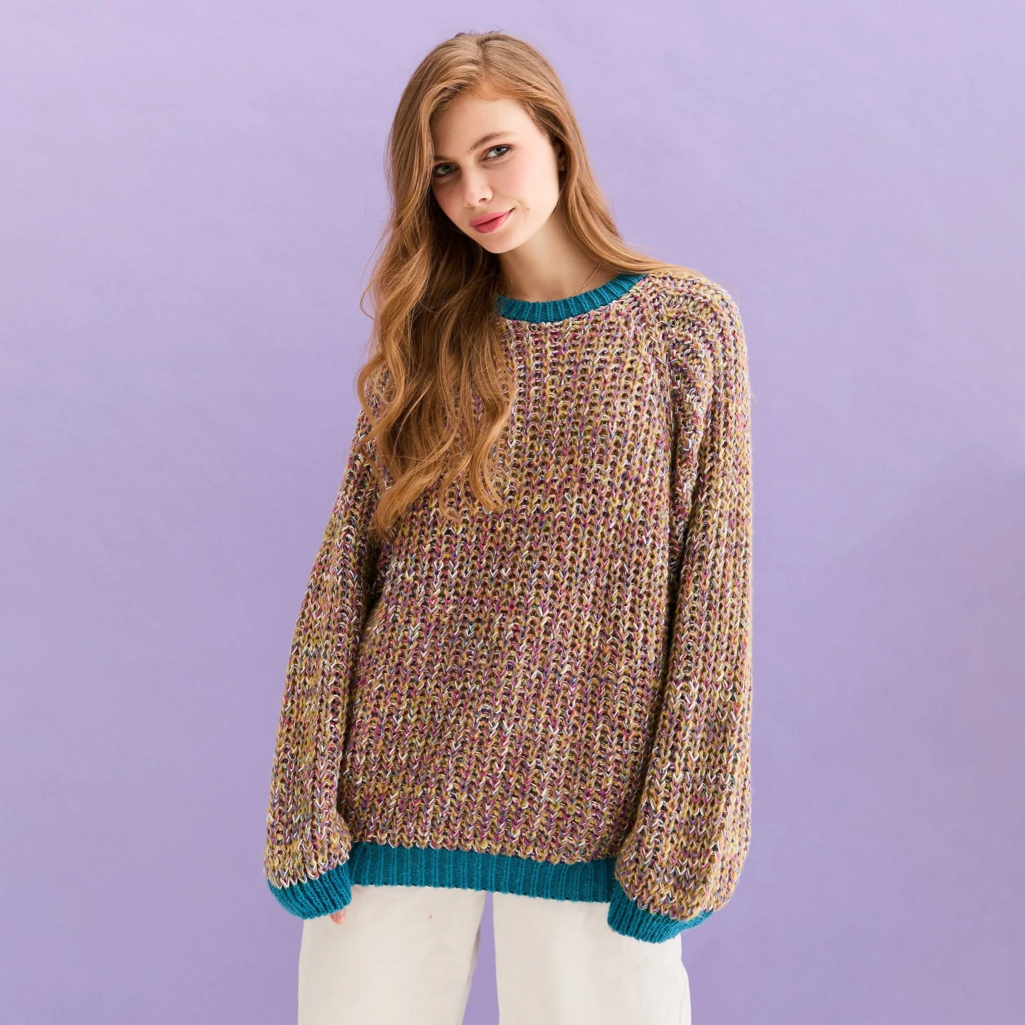 Debbie Recycled Cotton Blend Oversized Balloon Sleeve Jumper - Teal - Image 6