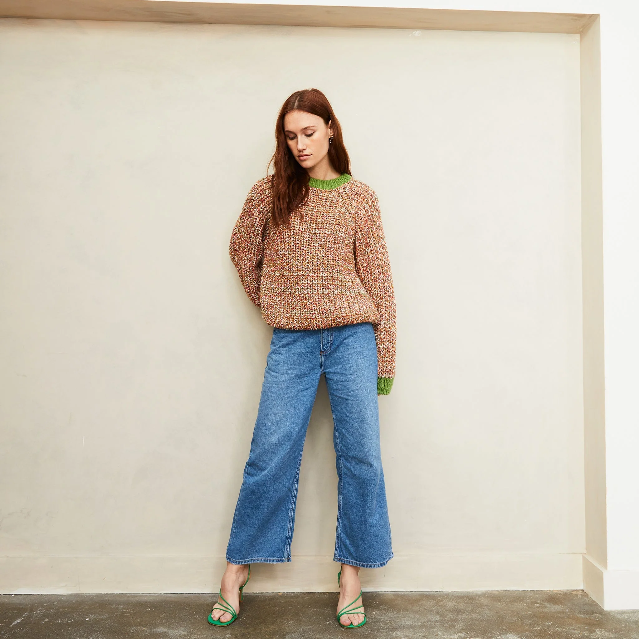 Debbie Twist High Neck Knitted Jumper - Olive Green - Image 8
