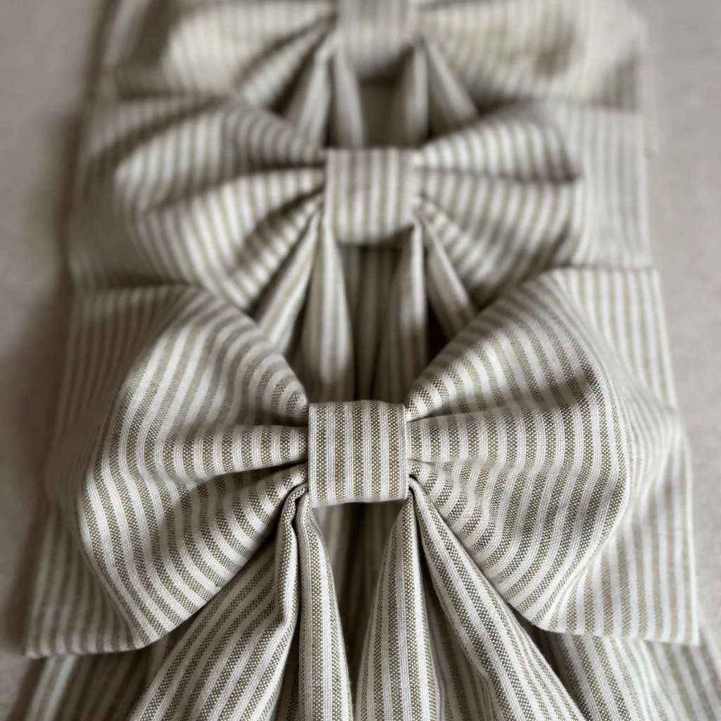 Decorative Bow in Olive Green Piping Stripe cotton by Susie Watson Designs - Image 3