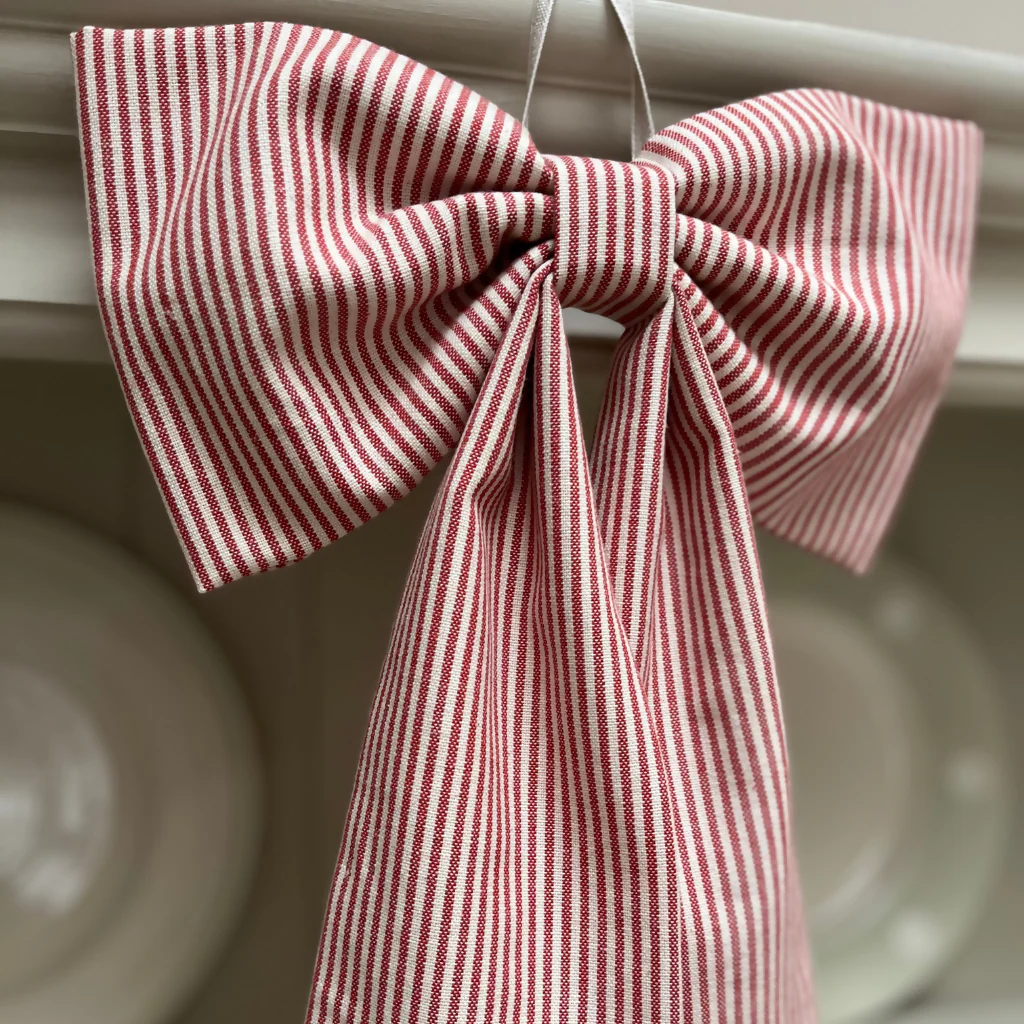 Decorative Bow in Red Piping Stripe cotton by Susie Watson Designs - Image 2