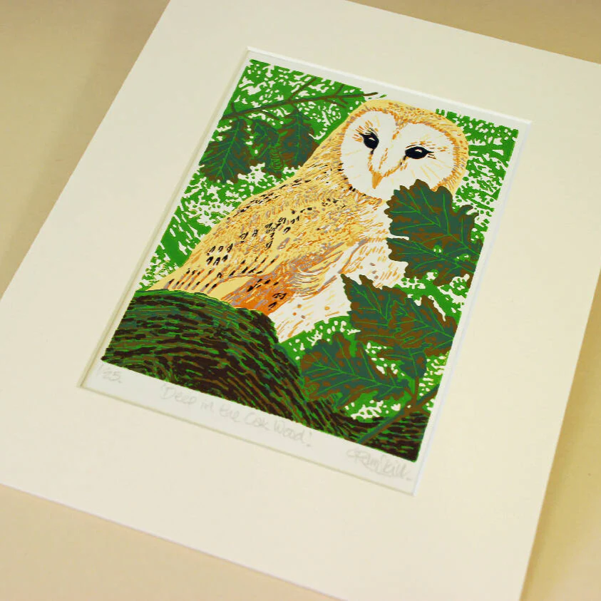 Deep in the Oak Wood - Limited Edition - Original Linocut Print - Image 2