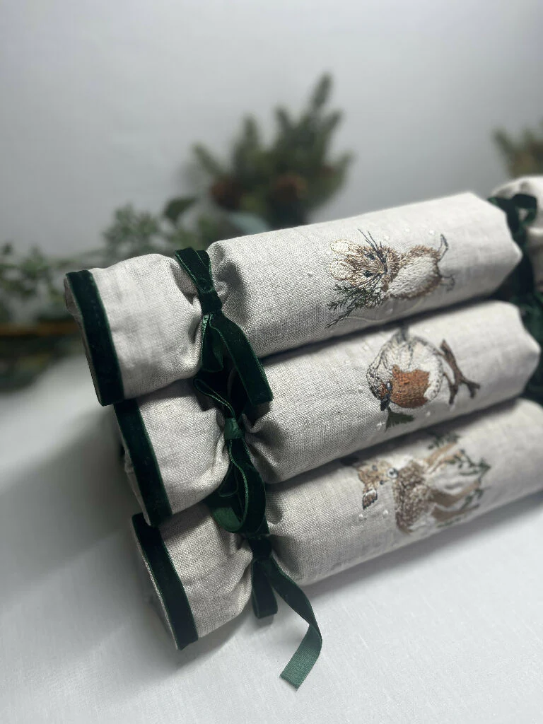 Deluxe Reusable Eco Linen Christmas Crackers- Woodland Animals - Image 5