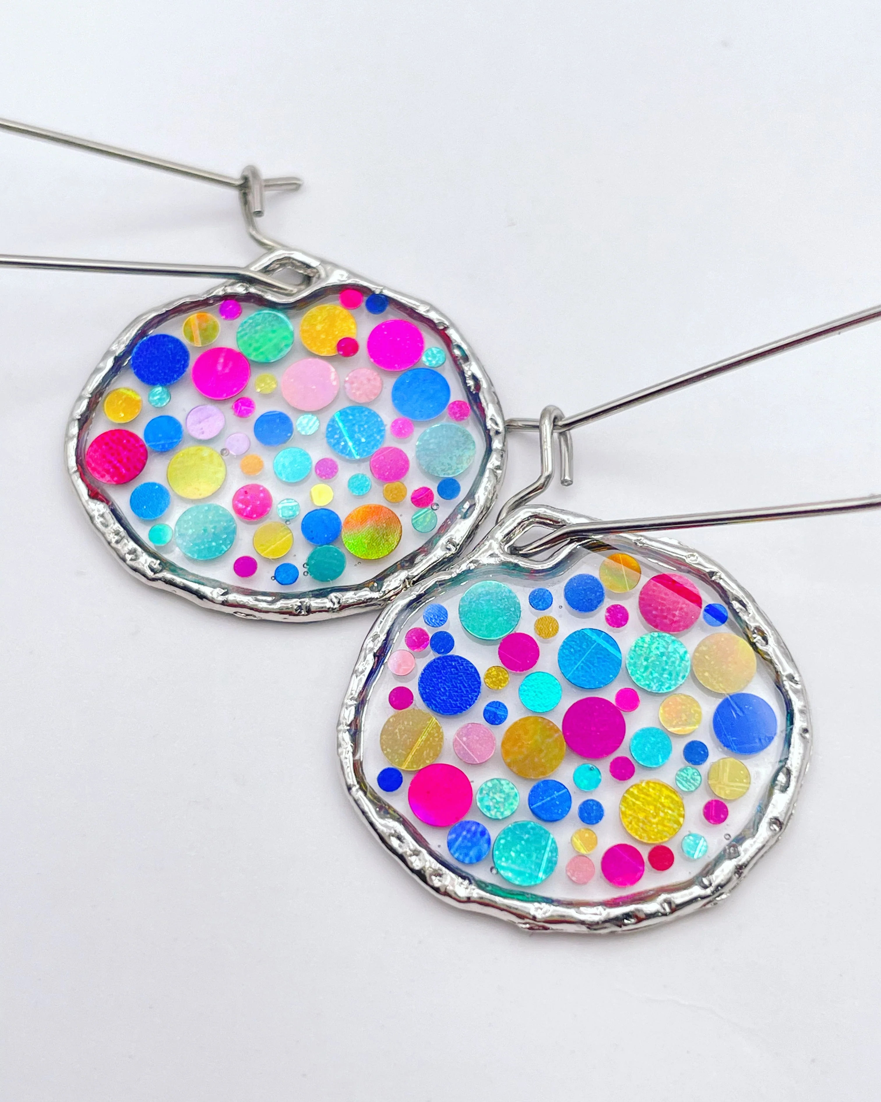 Disco dangle earrings with colourful sparkles - Image 11