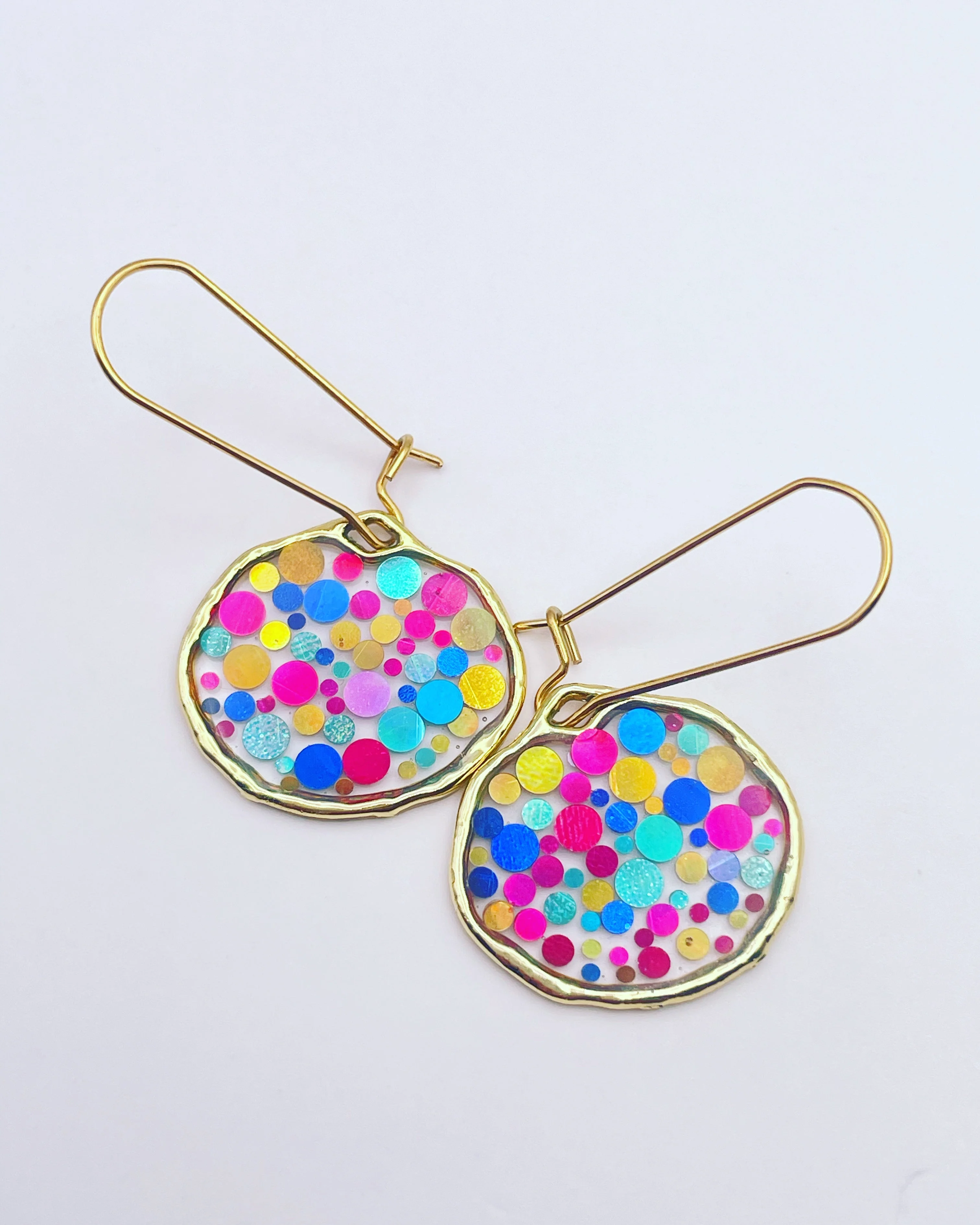 Disco dangle earrings with colourful sparkles - Image 14