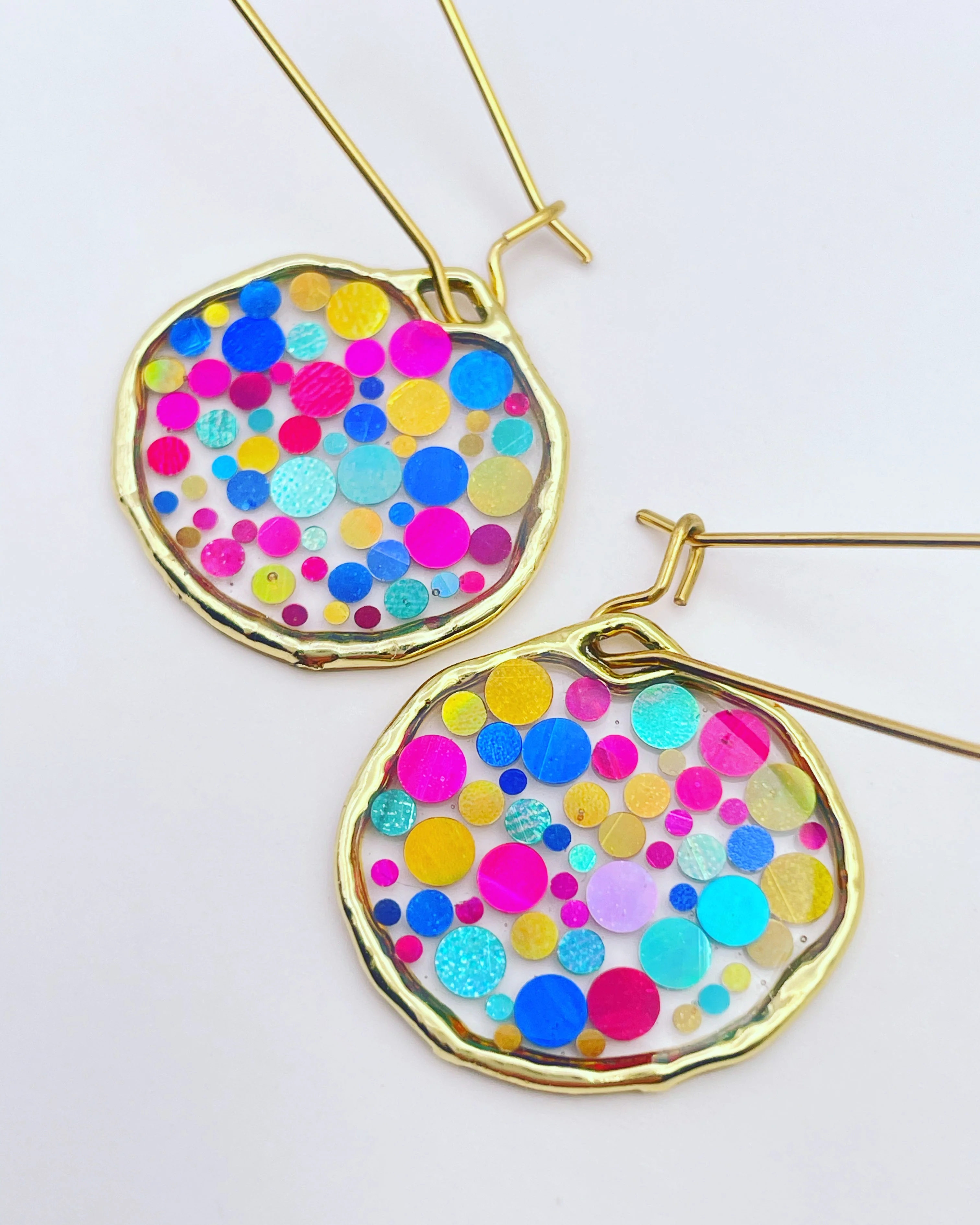 Disco dangle earrings with colourful sparkles - Image 5