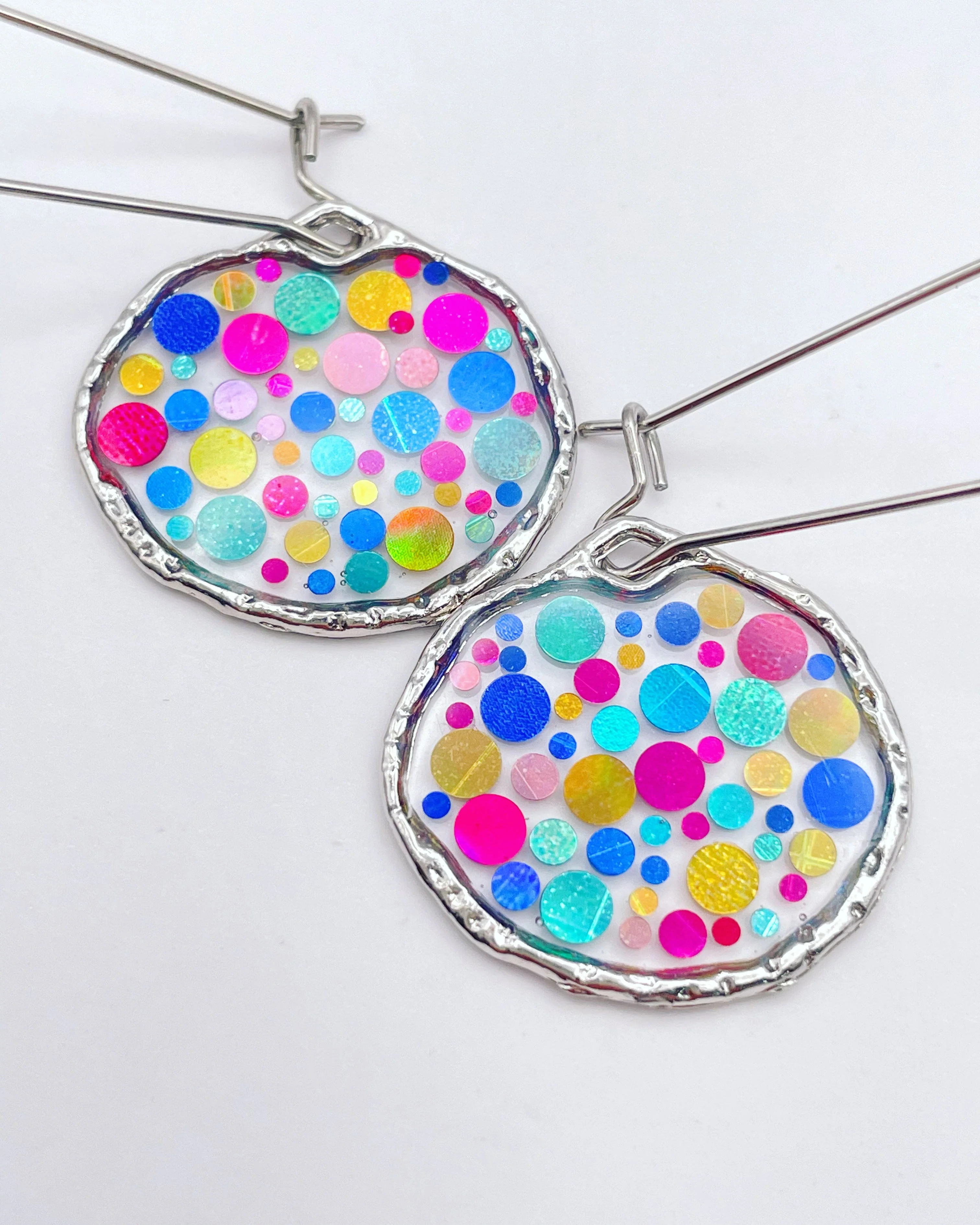 Disco dangle earrings with colourful sparkles - Image 7