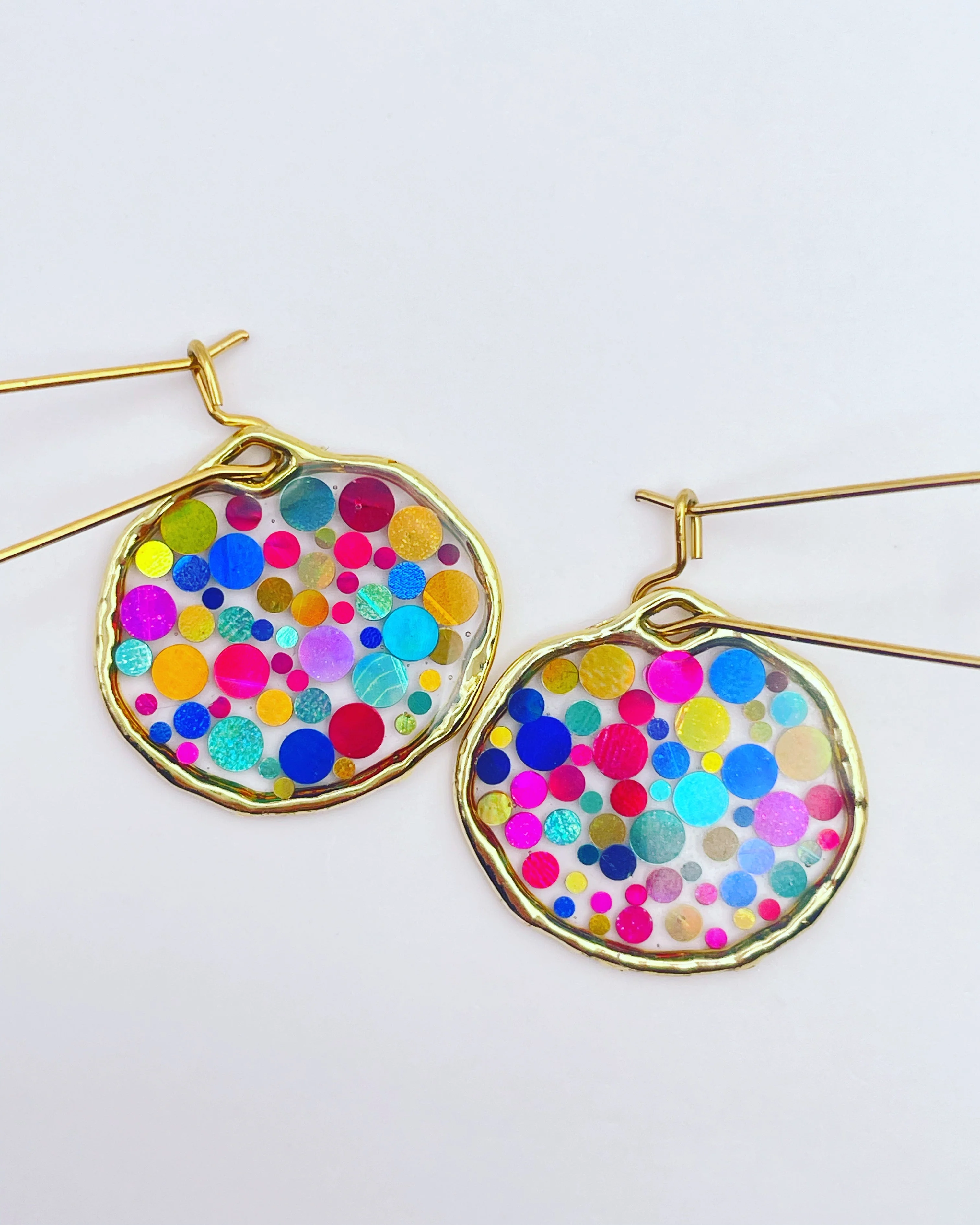 Disco dangle earrings with colourful sparkles - Image 9