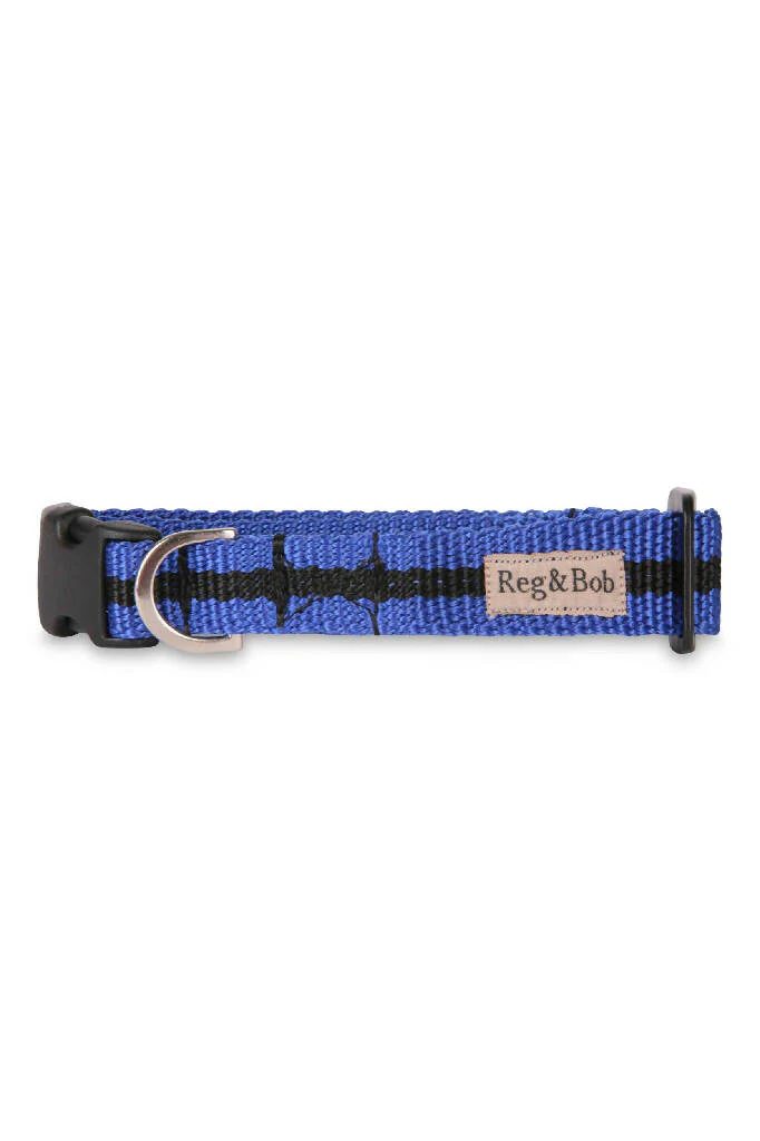 Dog Collar In Blue And Black Stripe - 4 sizes - Image 4
