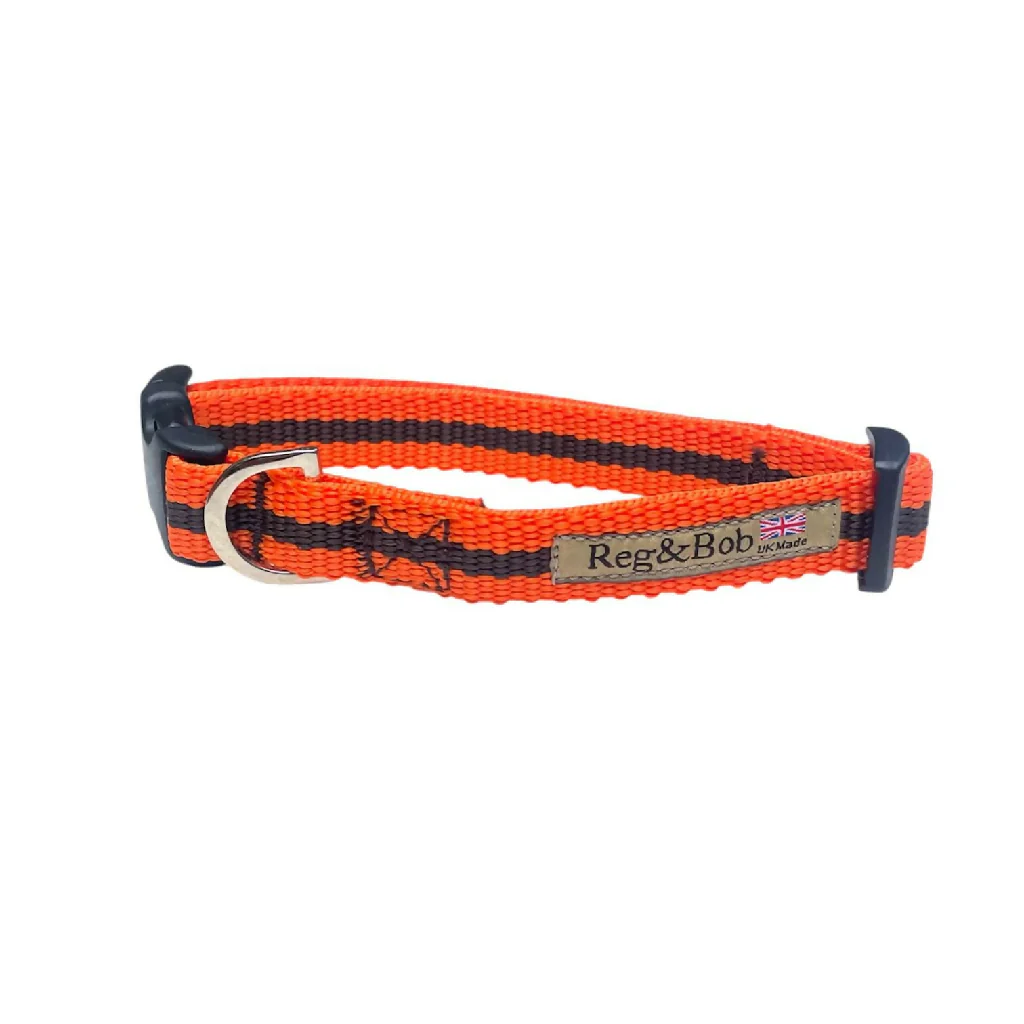 Dog Collar In Orange And Brown Stripe - 4 sizes - Image 2